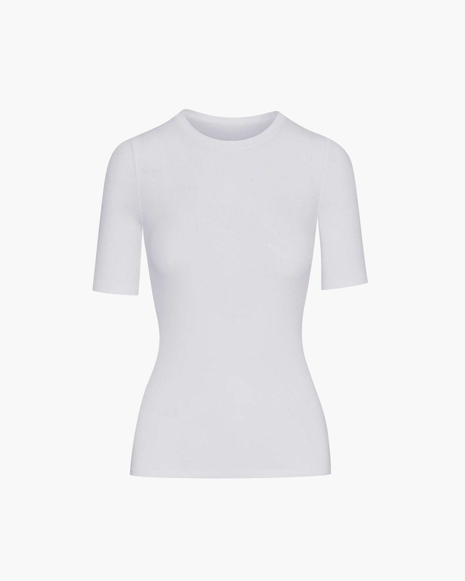 Modal Rib Short Sleeve Crew Neck Tee - White