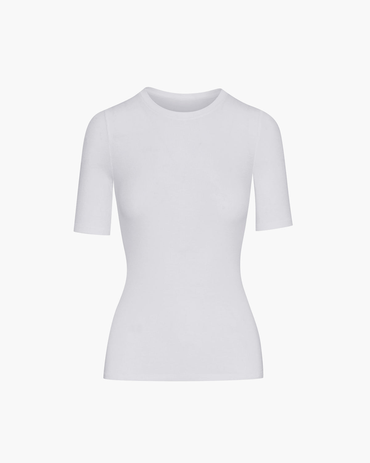 Modal Rib Short Sleeve Crew Neck Tee - White