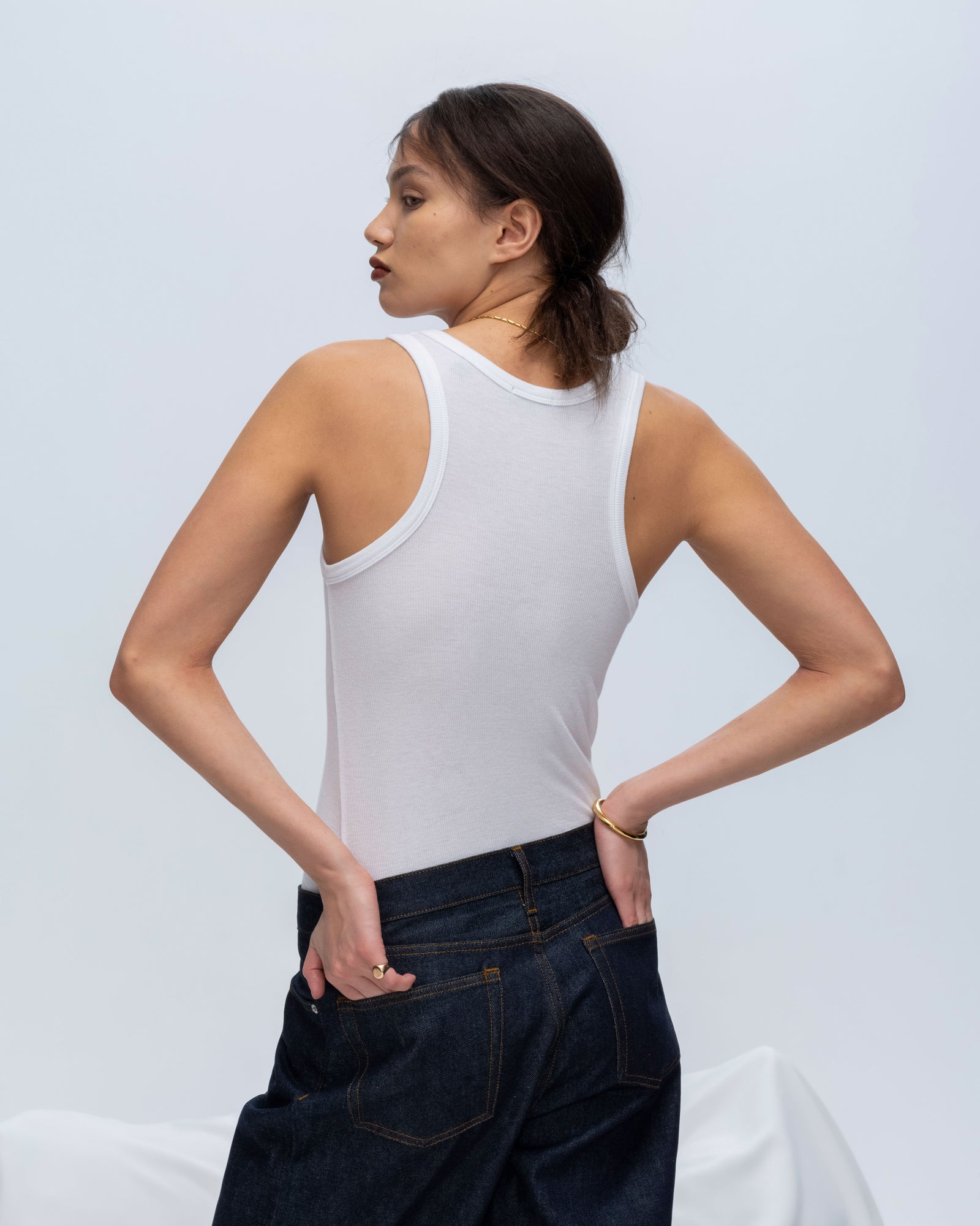 Modal Rib Boy Tank - White