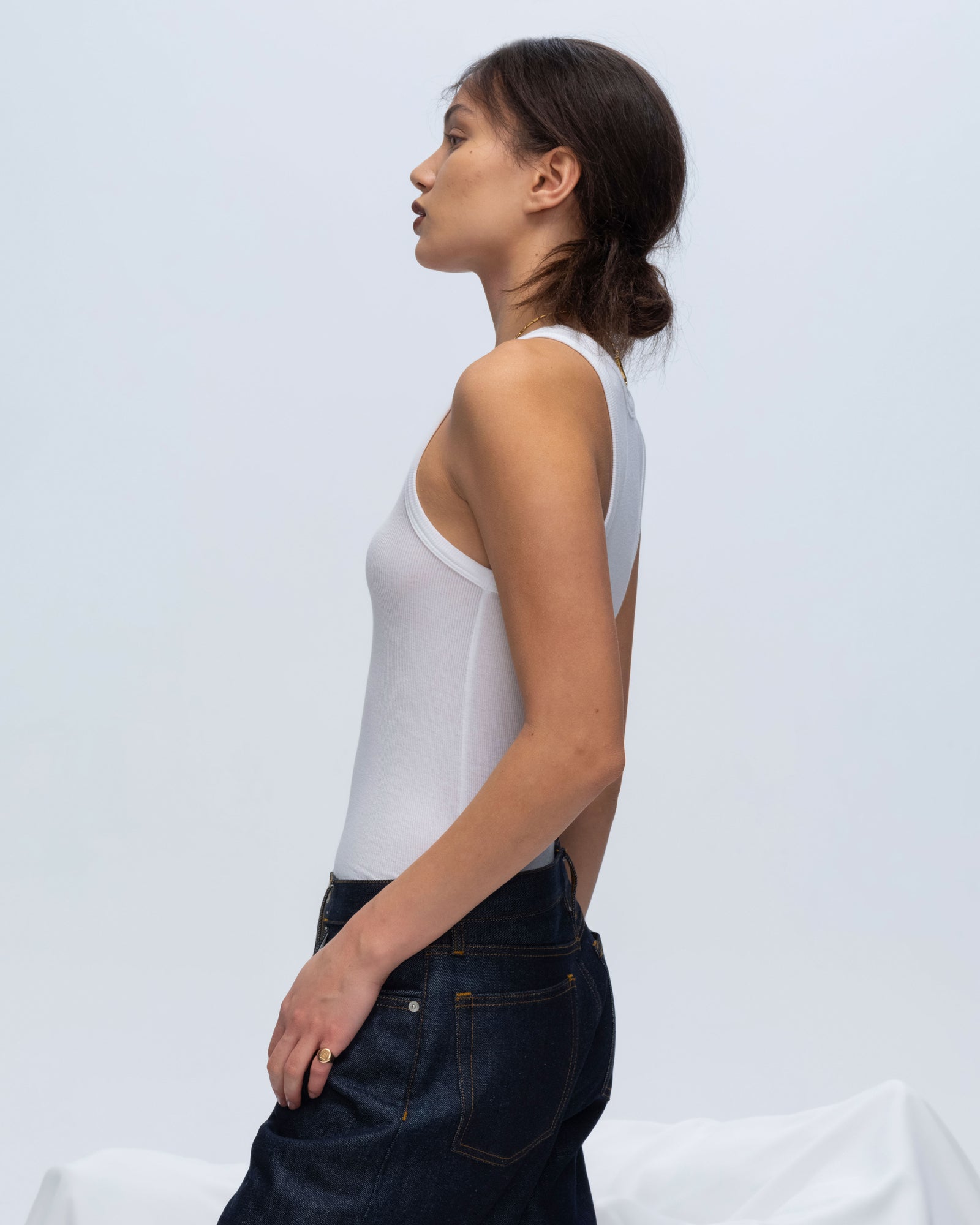 Modal Rib Boy Tank - White
