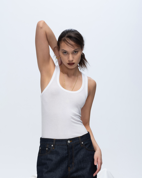 新品・未使用【OMMO】タンクトップ ASYMME TUCK KT TOP 白 OMMO ONLINE STORE / ASYMME TUCK KT TOP