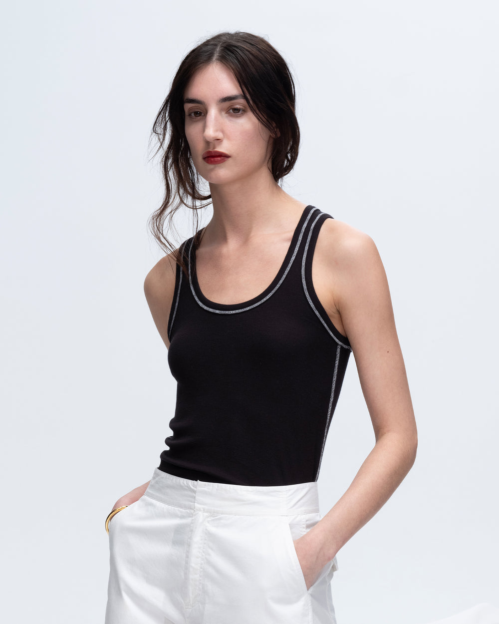 Modal Rib Boy Tank - Black-White