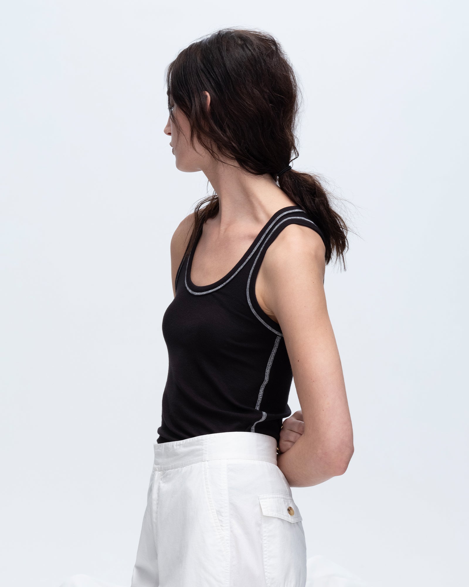Modal Rib Boy Tank - Black-White