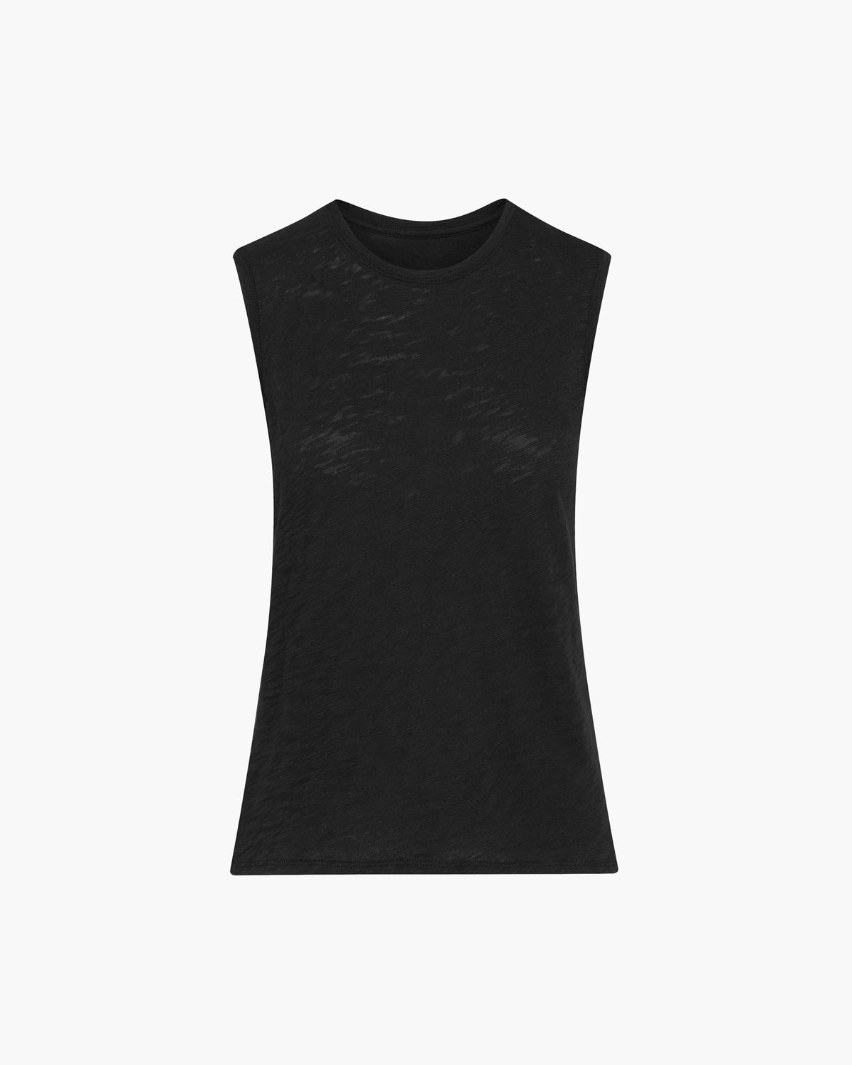 Slub Jersey Sleeveless Schoolboy Tee - Black