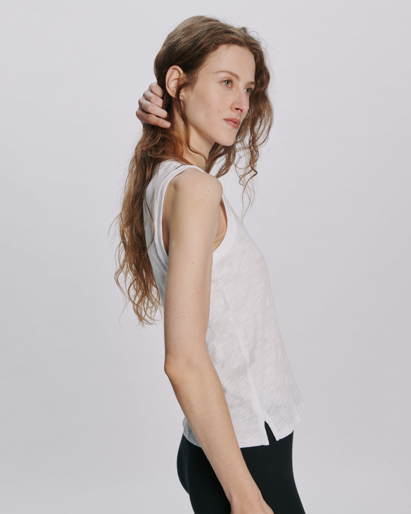 Slub Jersey Sleeveless Schoolboy Tee - White