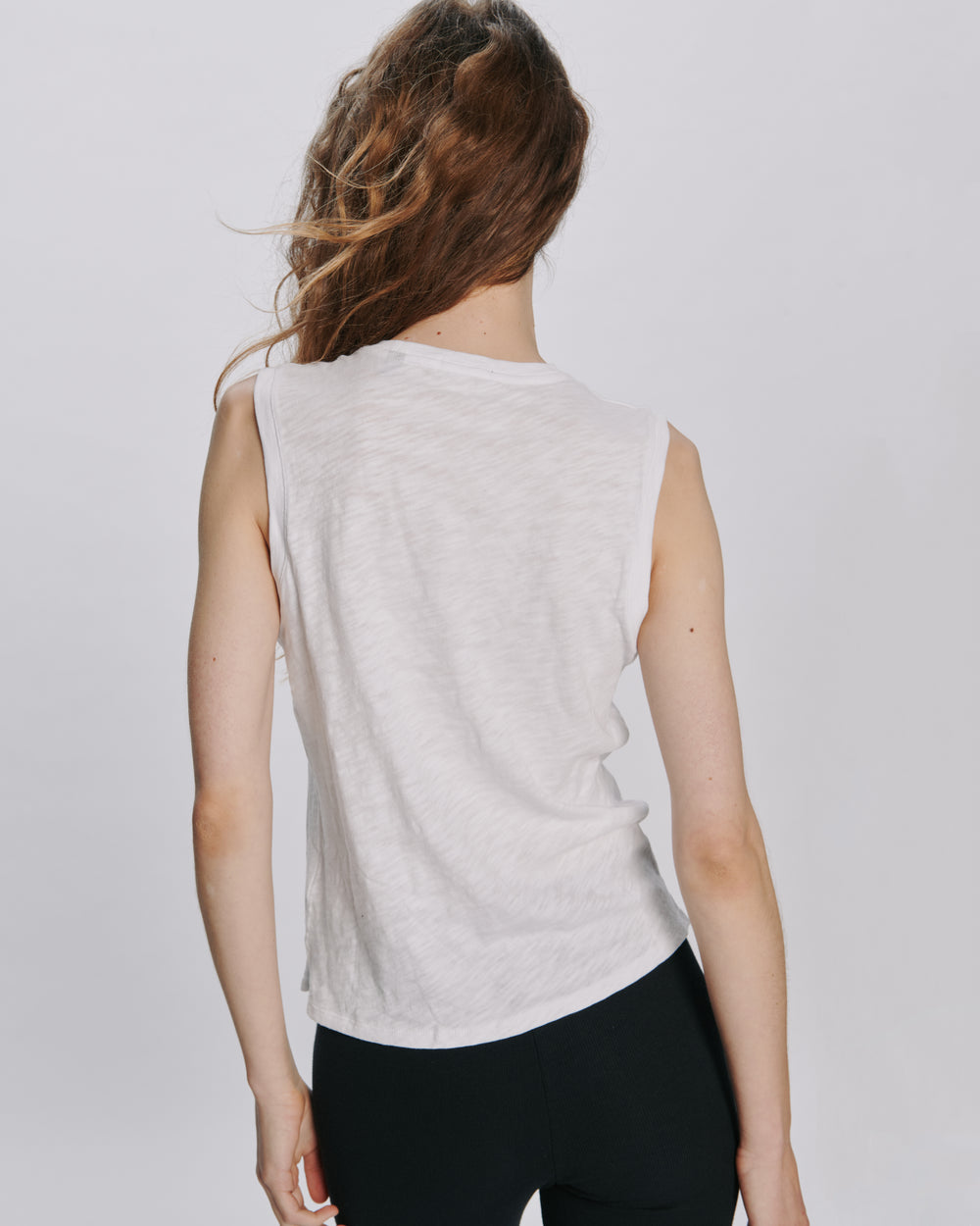 Slub Jersey Sleeveless Schoolboy Tee - White