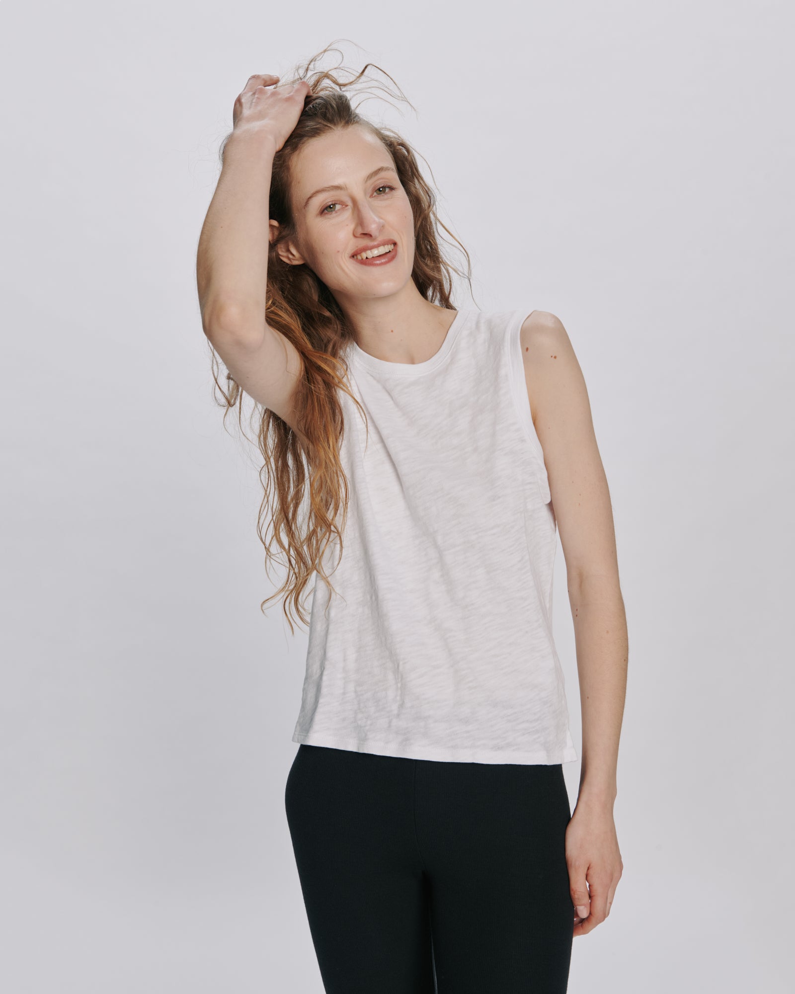 Slub Jersey Sleeveless Schoolboy Tee - White