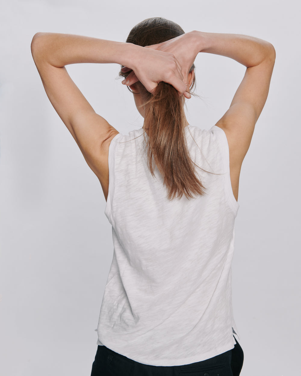 Slub Jersey Sleeveless Schoolboy Tee - White