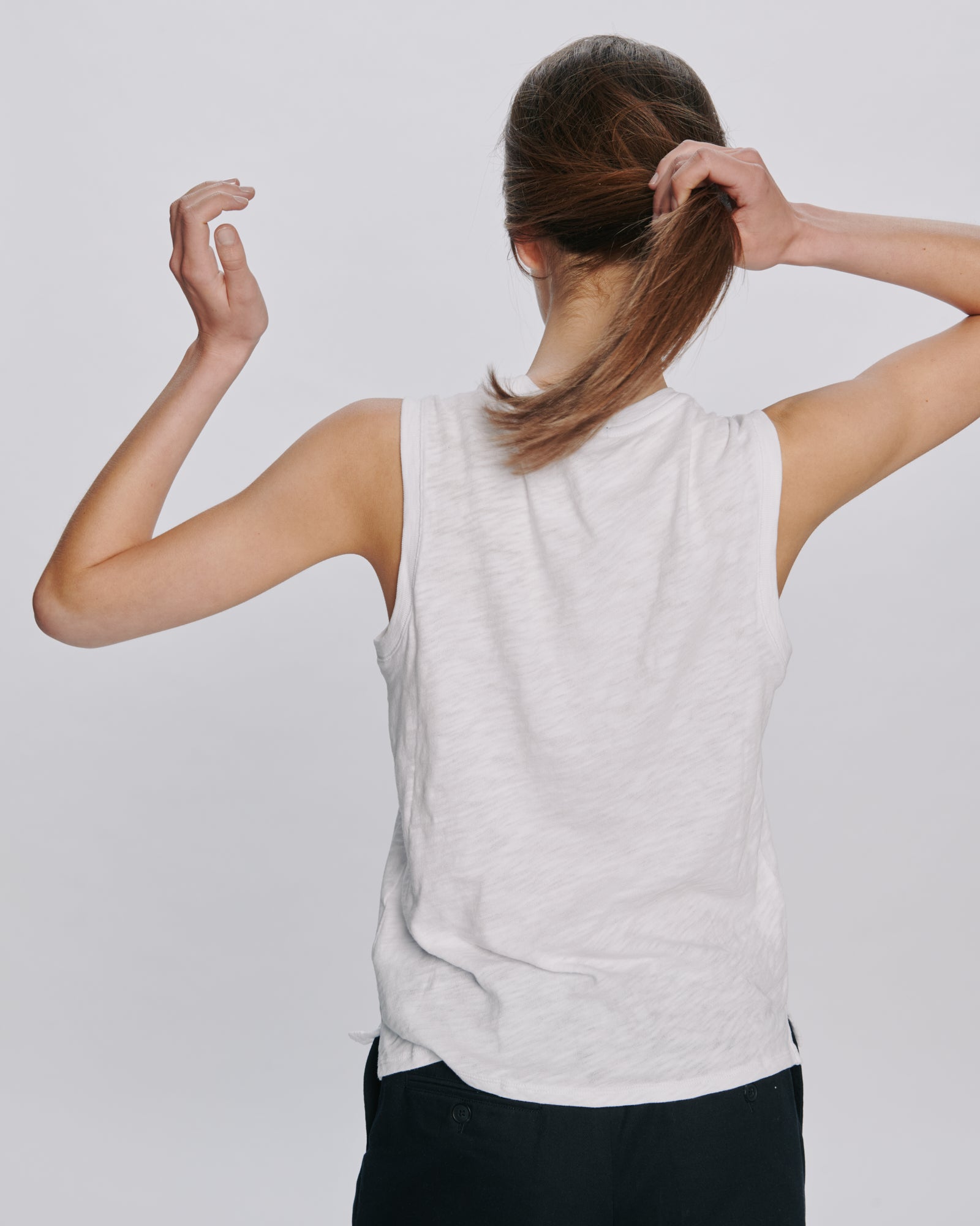 Slub Jersey Sleeveless Schoolboy Tee - White