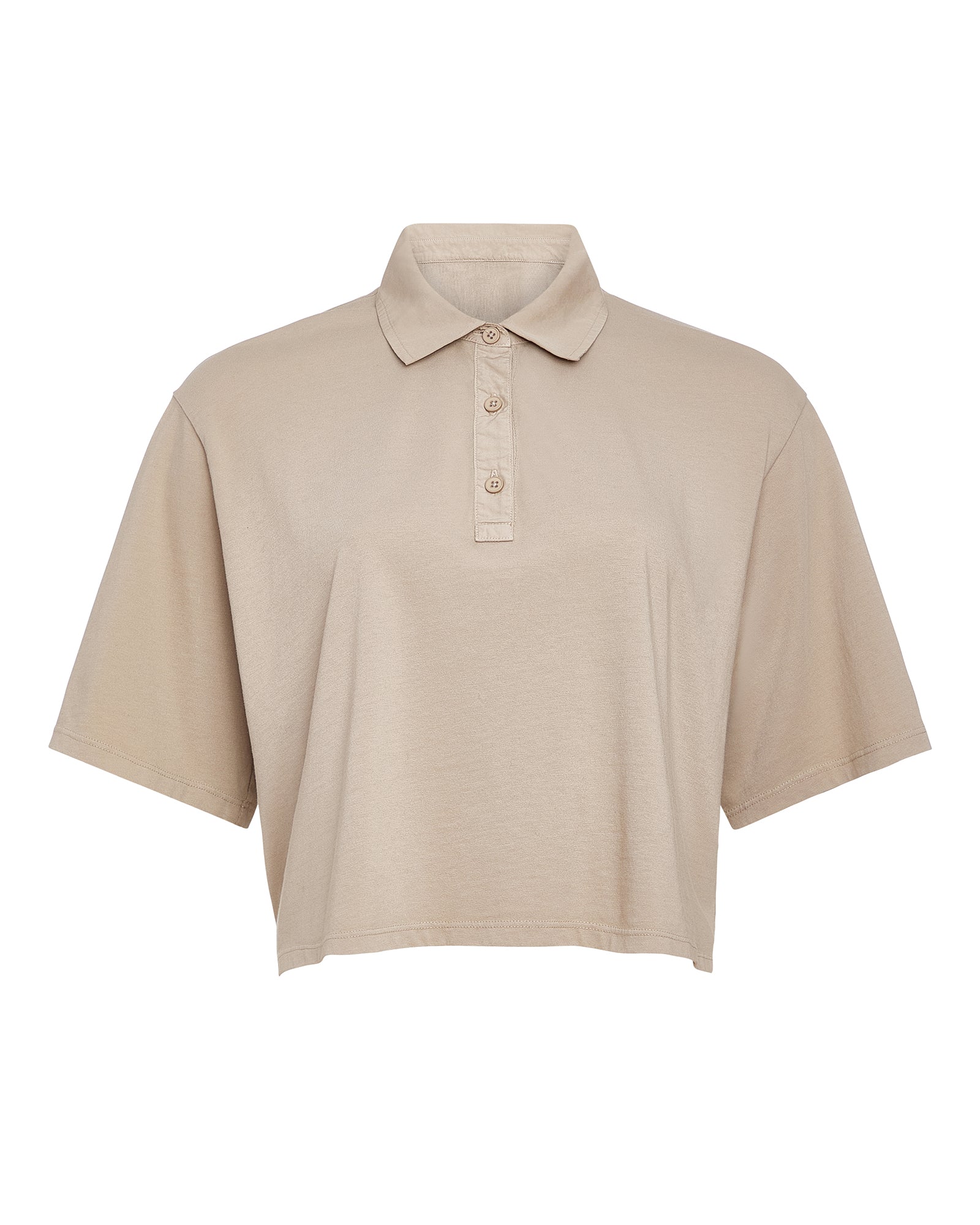 Heavyweight Jersey Mixed Media Short Sleeve Polo - French Oak