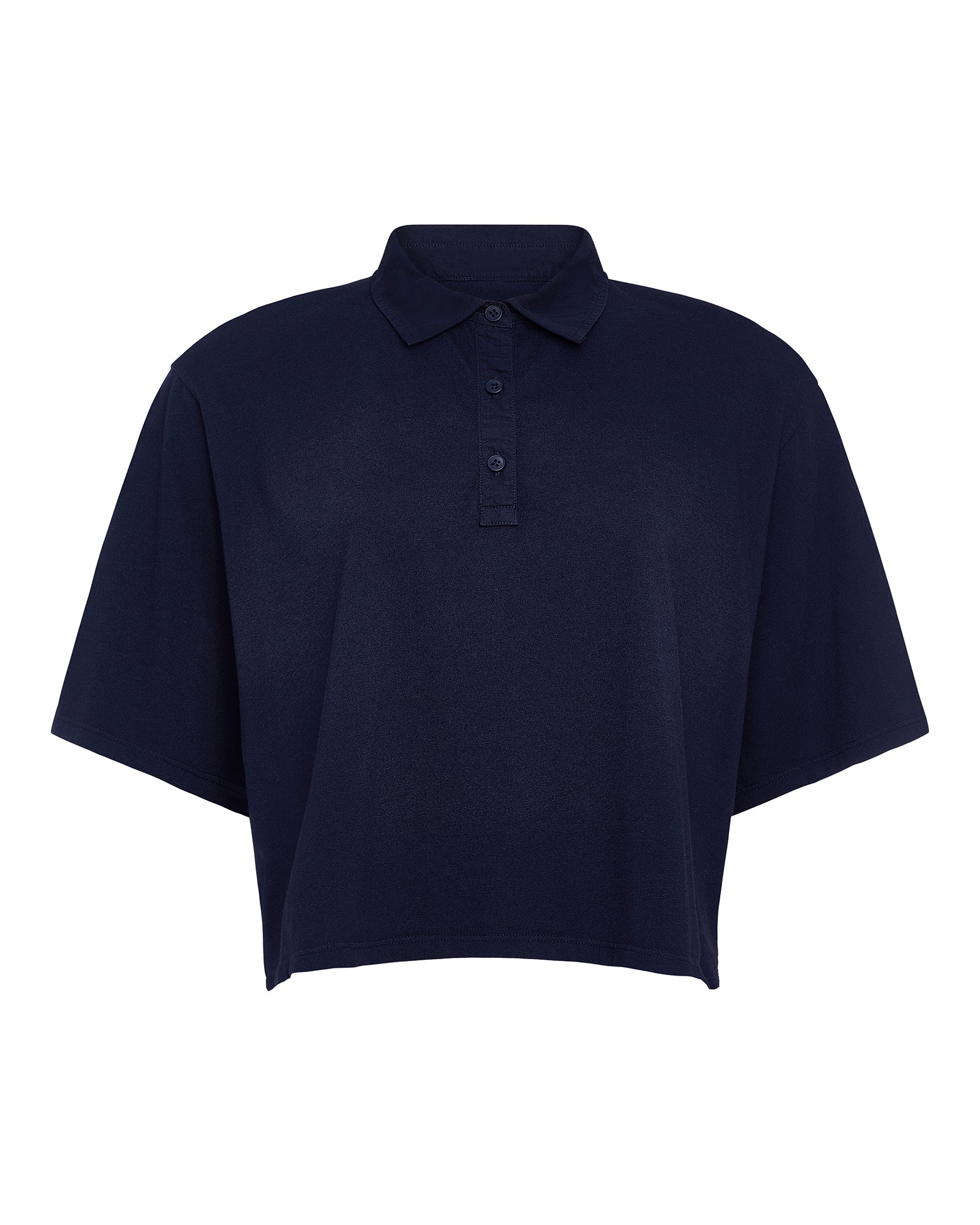 Heavyweight Jersey Mixed Media Short Sleeve Polo - Midnight