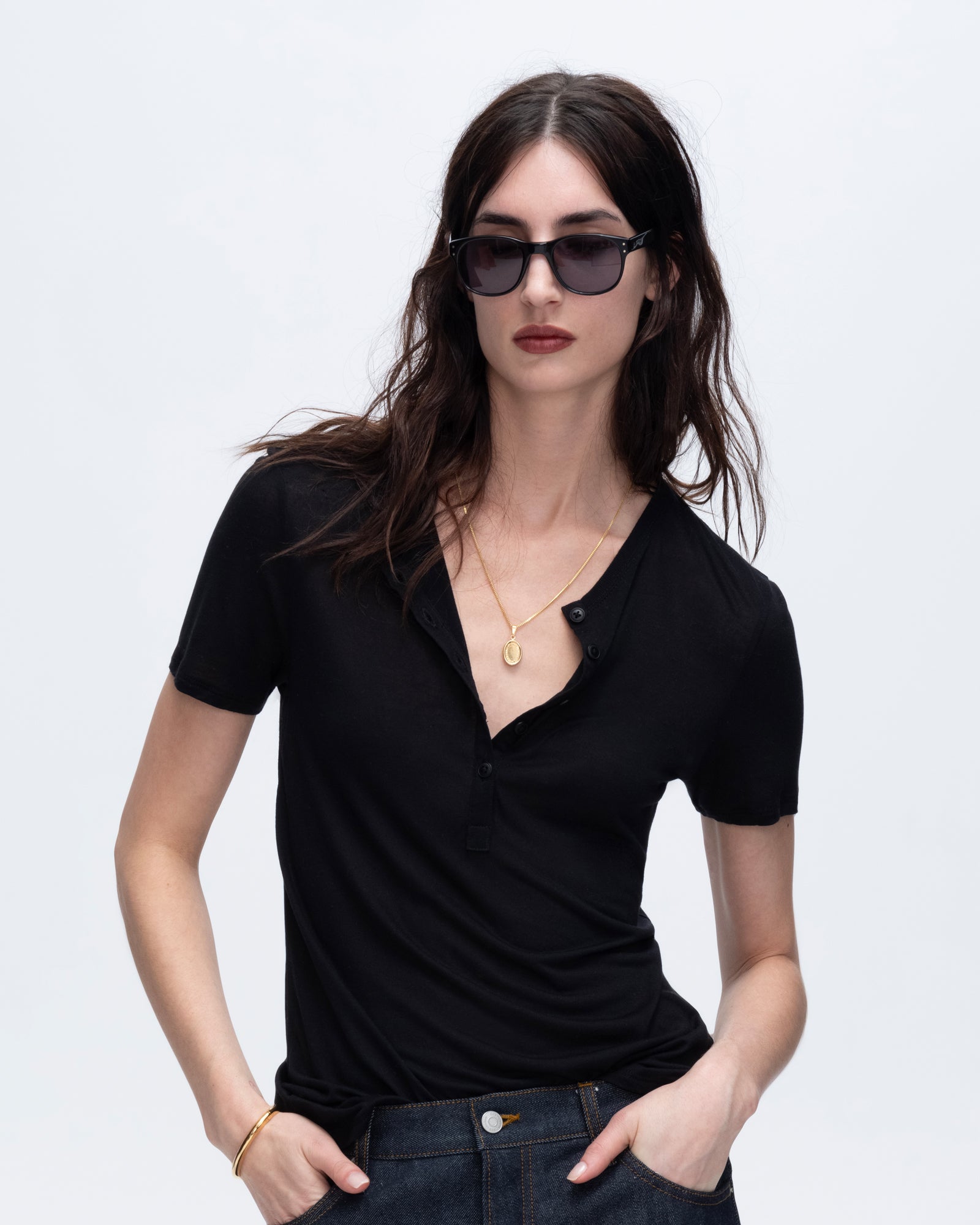 Modal Jersey Short Sleeve Henley - Black – ATM Anthony Thomas Melillo