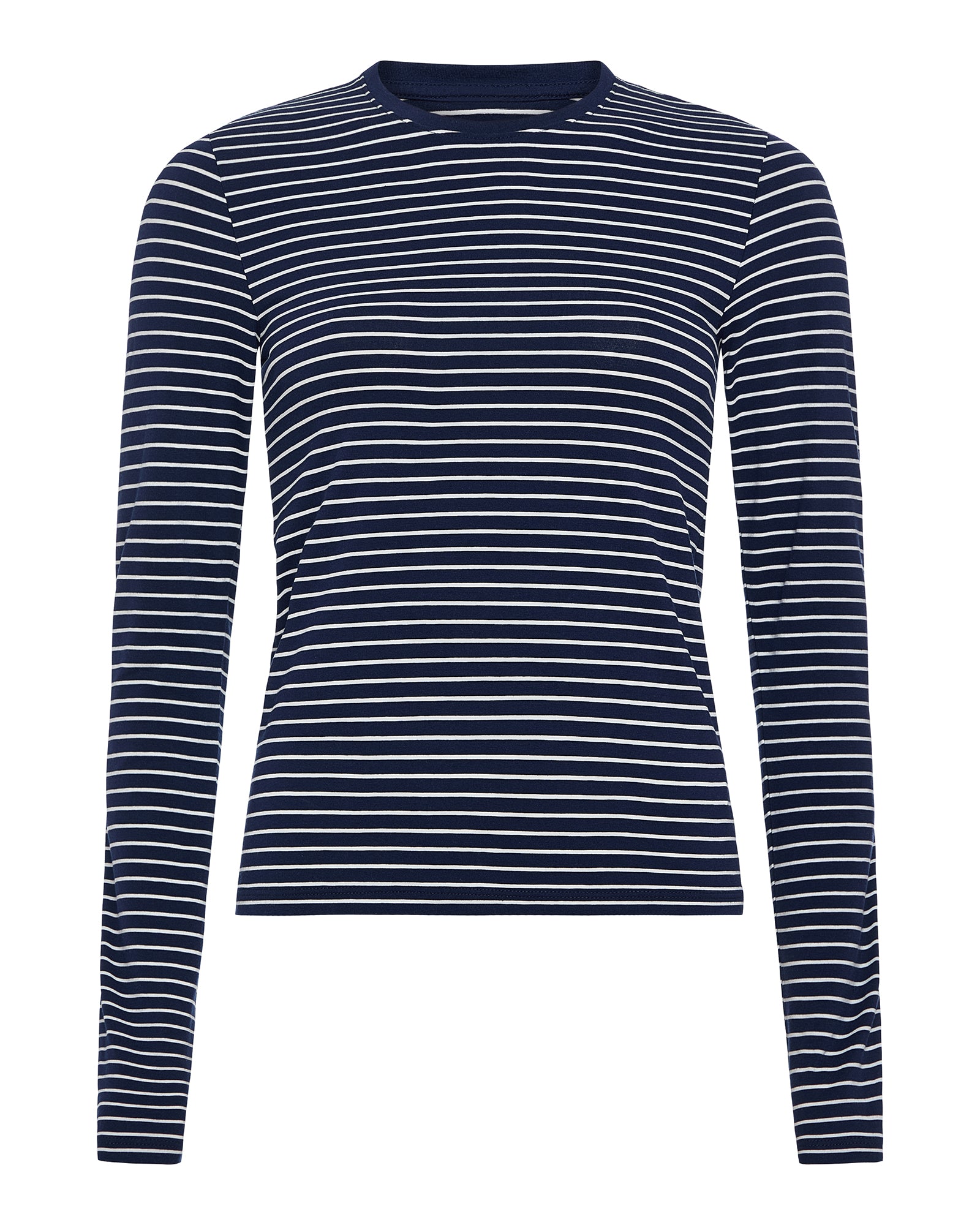 Pima Cotton Spandex Long Sleeve Baby Tee - Midnight-White
