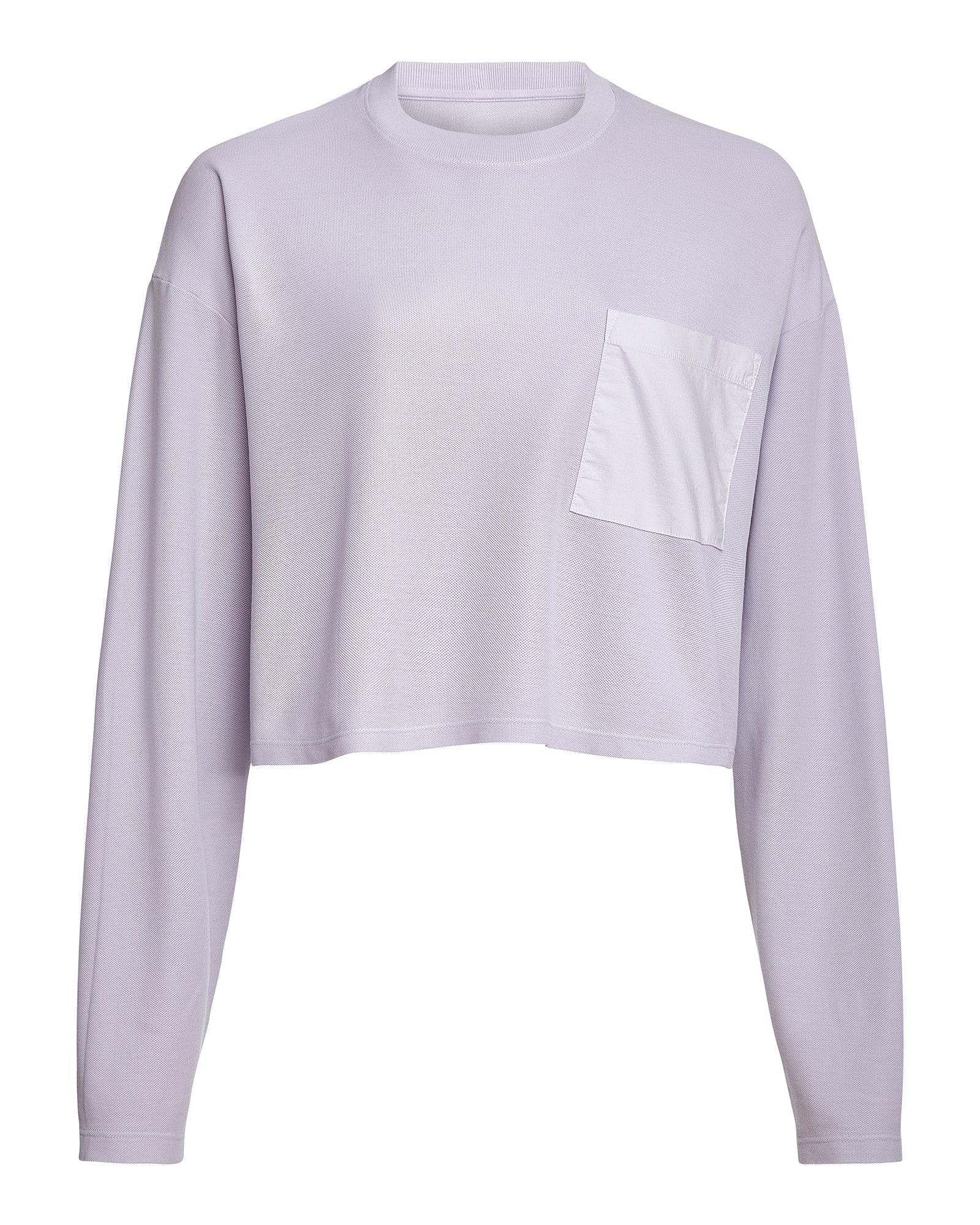 Mixed Media Pima Cotton Pique Pocket Tee - Faded Lavender