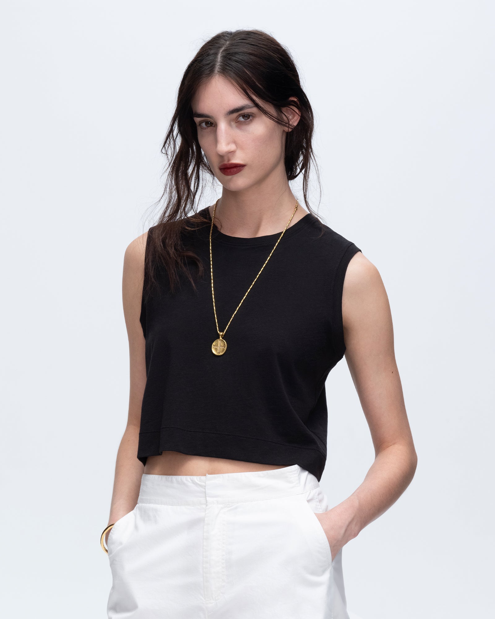 atm anthony thomas melillo CLASSIC JERSEY SLEEVELESS CROPPED MUSCLE TEE