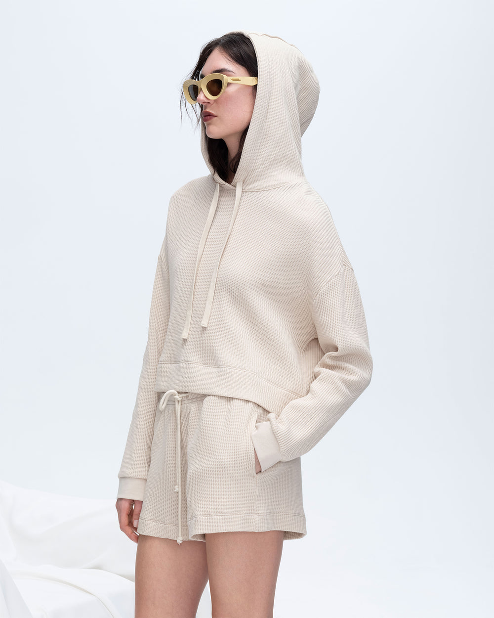 Slub Jersey Waffle Pull on Shorts - Soft Beige