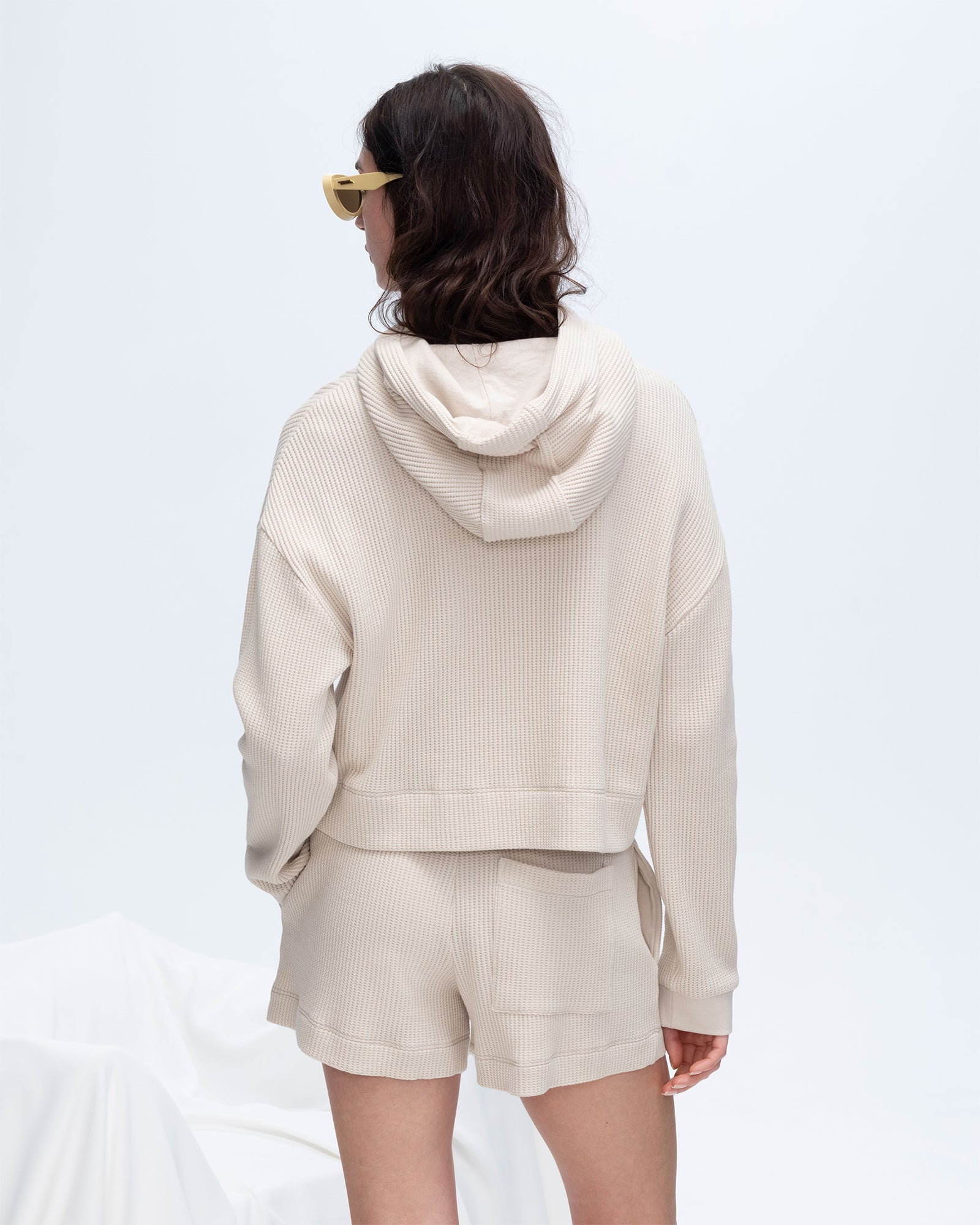 Slub Jersey Waffle Pull on Shorts - Soft Beige