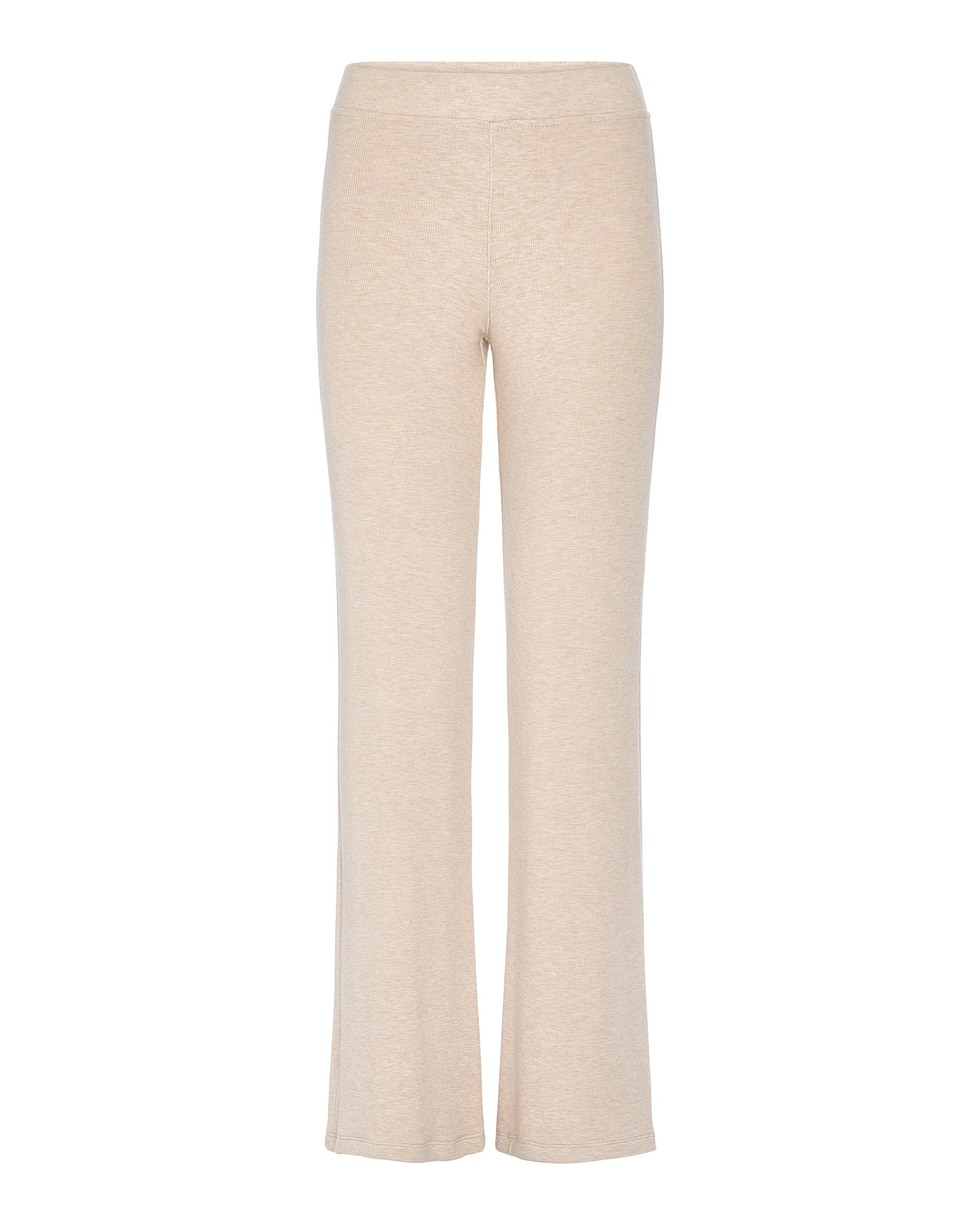 Modal Rib Flare Pant - Heather Soft Wheat