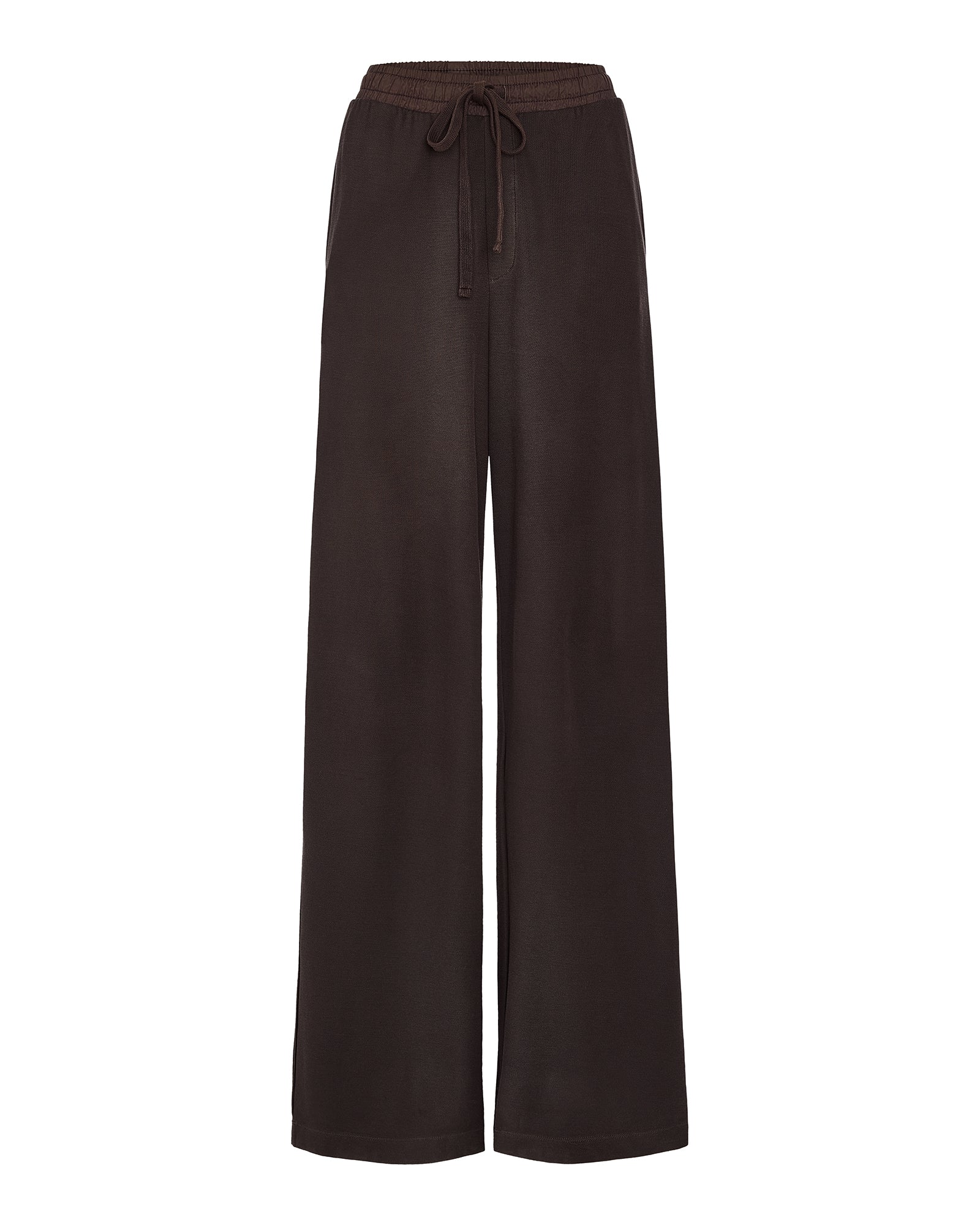 Mixed Media Pima Cotton Pique Lounge Pant - Dark Chocolate