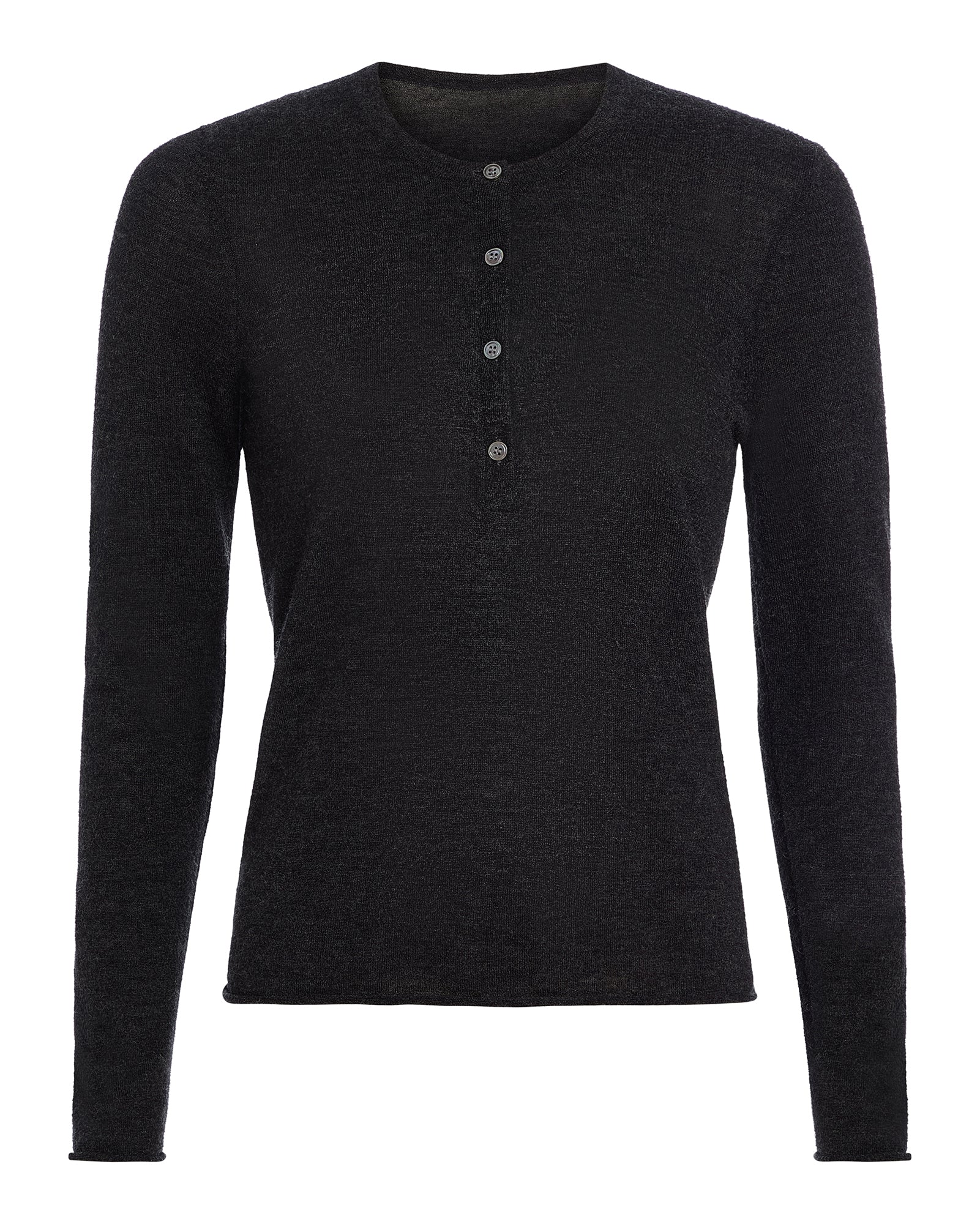 Cashmere Henley Sweater - Heather Dark Charcoal