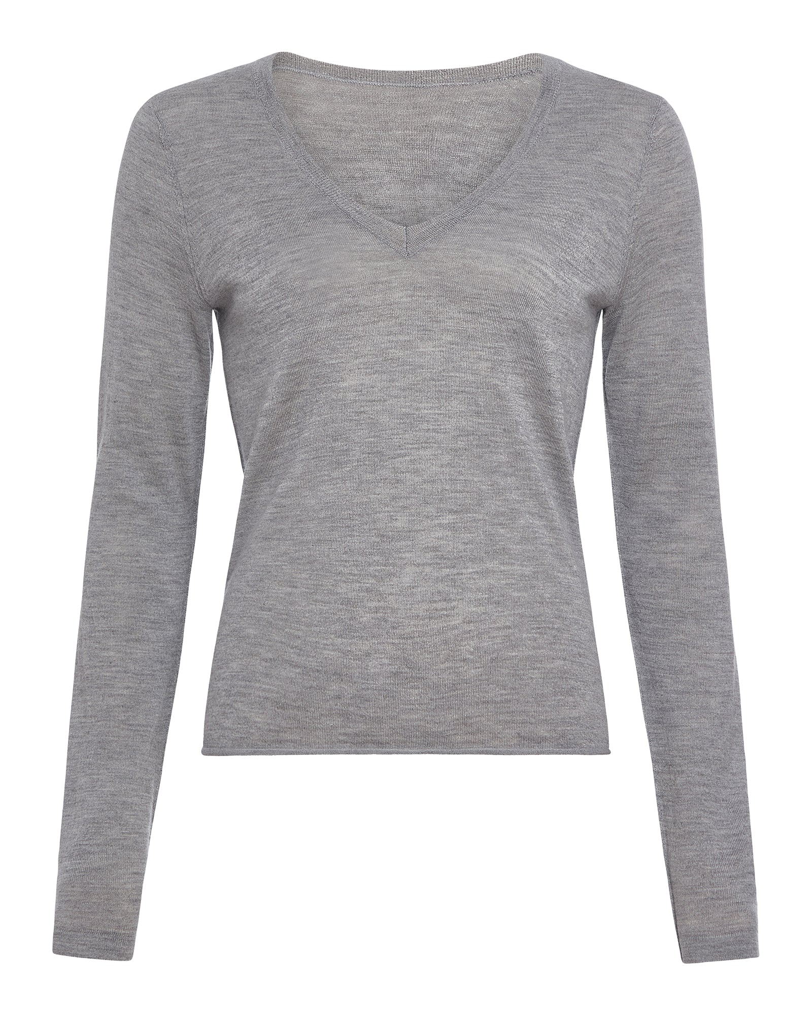 Lightweight Cashmere V-Neck - Heathered Grey