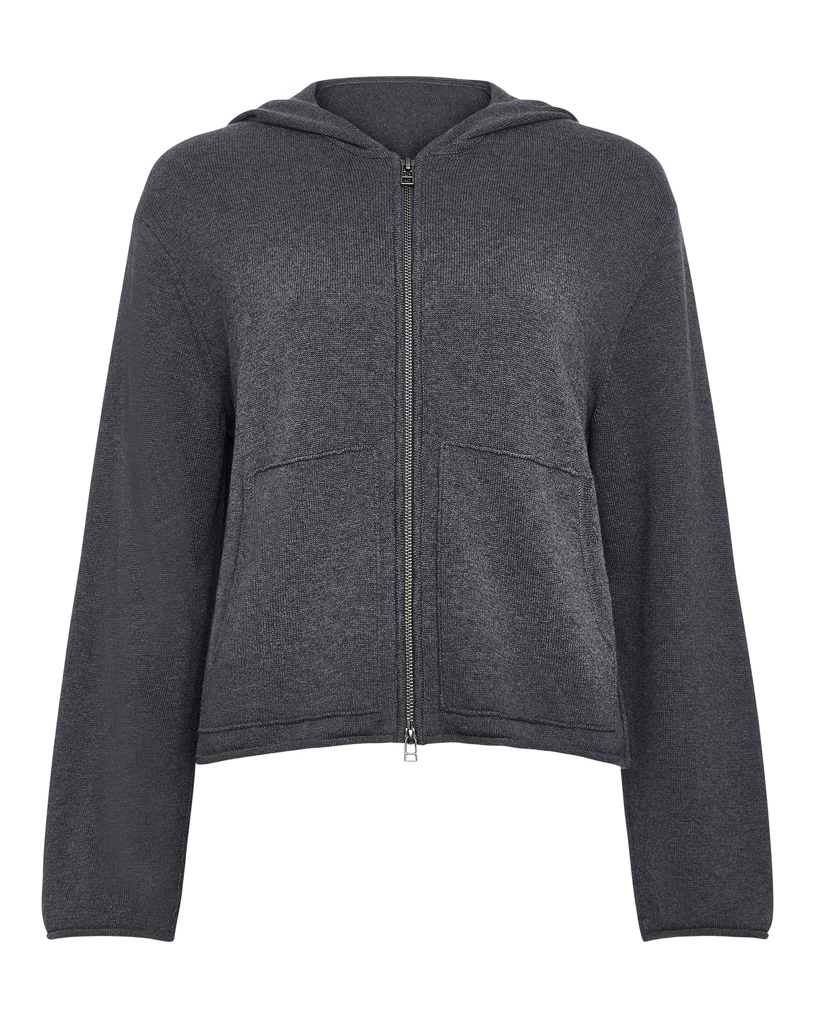 Cotton Cashmere Zip Up Hoodie - Dark Heather Grey