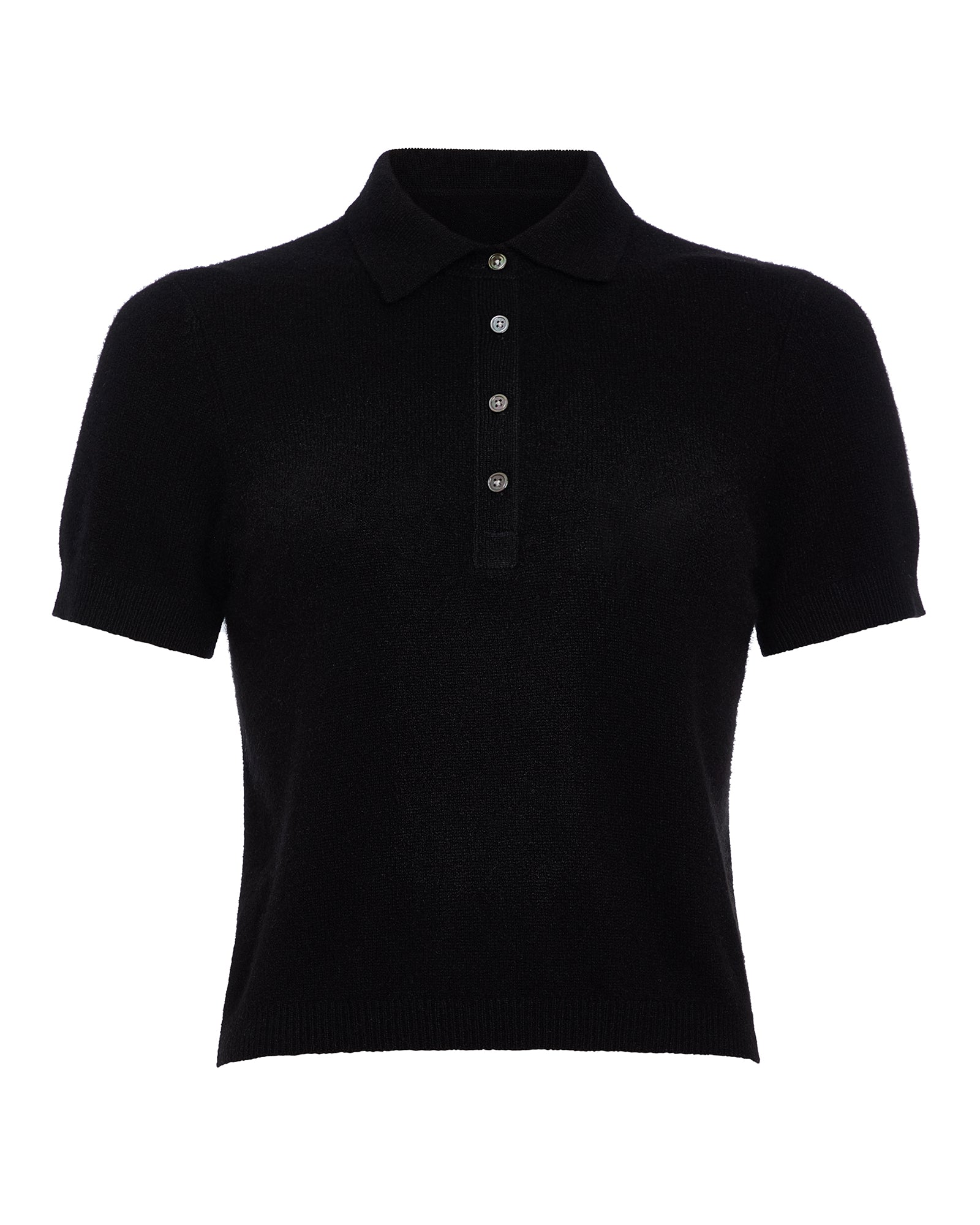 Lightweight Cashmere Exposed Seam Polo - Black