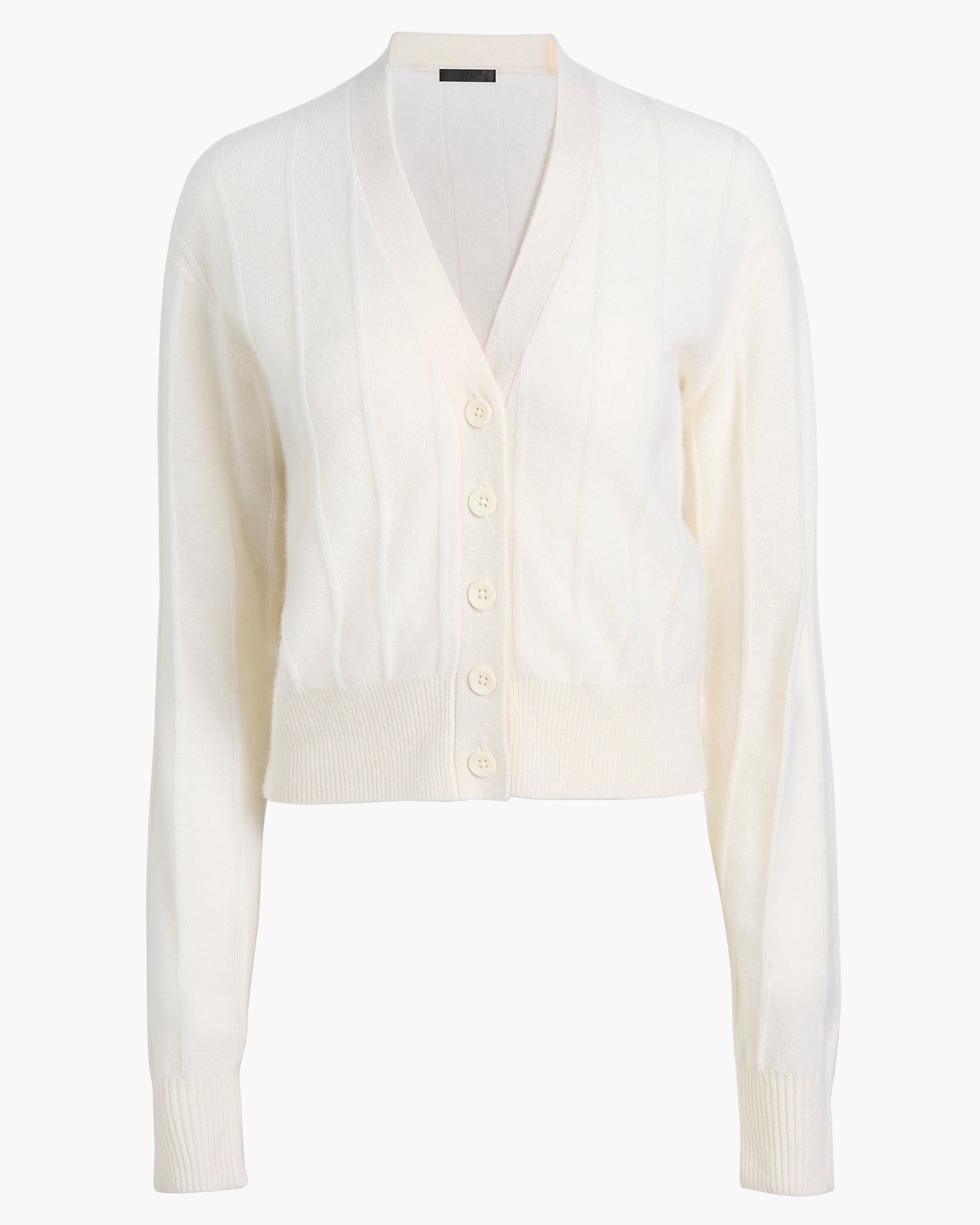 Cashmere Wide Rib Cardigan - Chalk