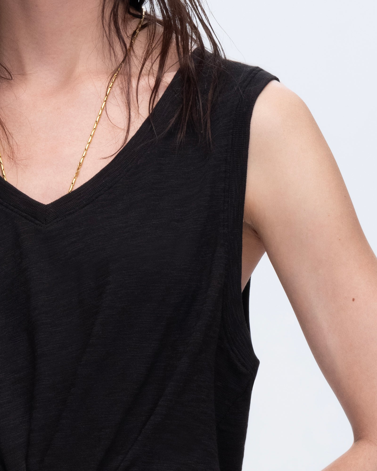 Slub Jersey V-Neck Tank - Black