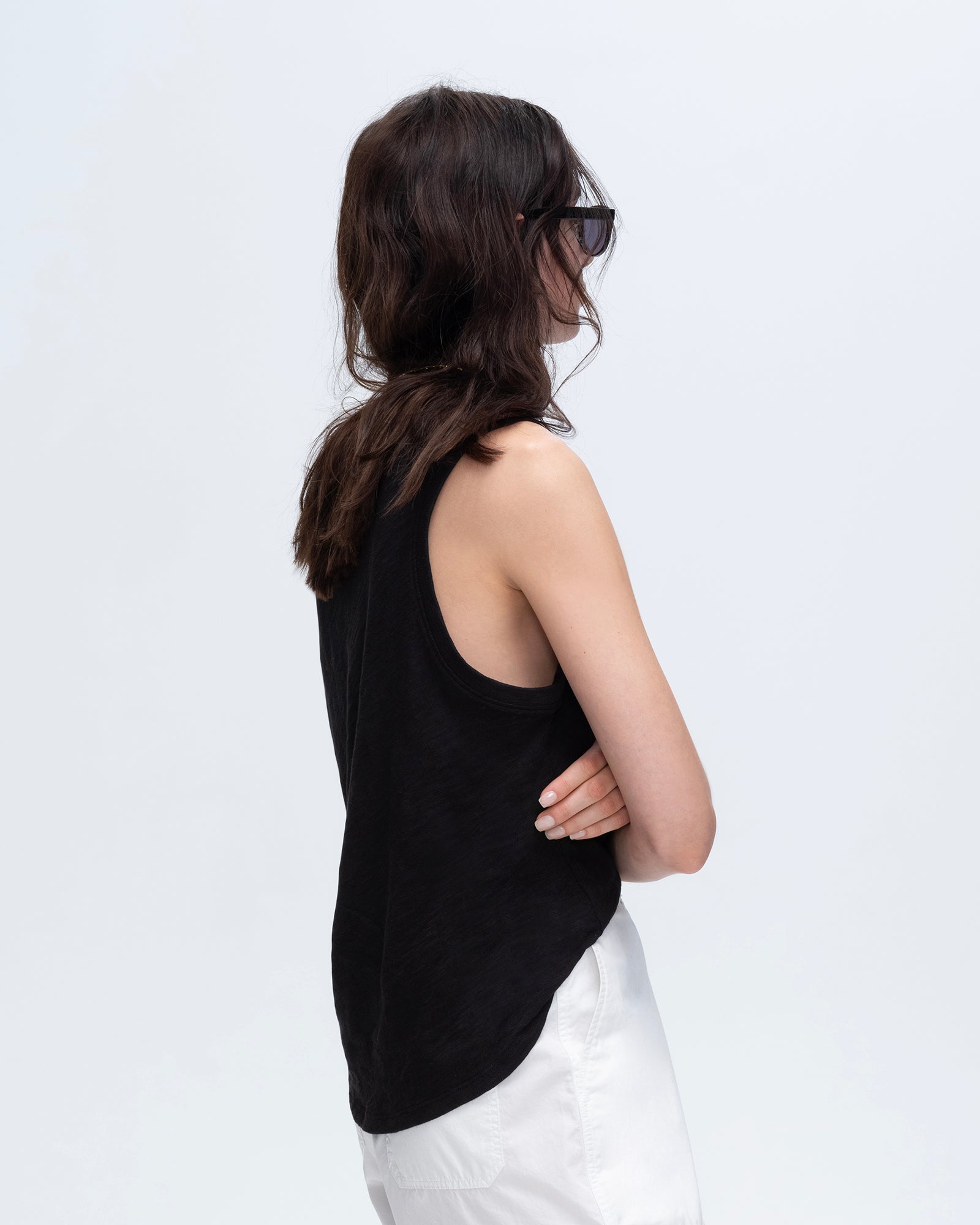 Slub Jersey V-Neck Tank - Black