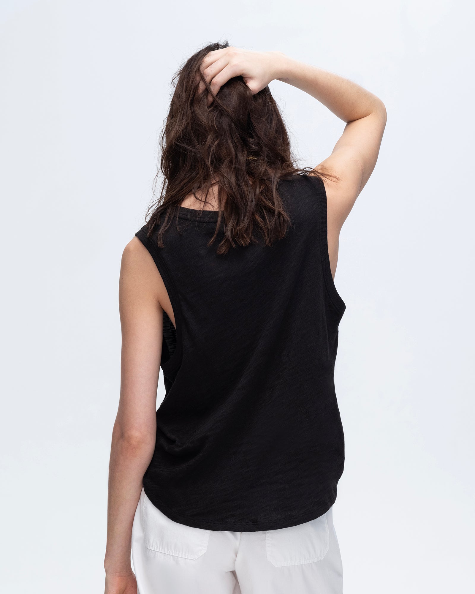Slub Jersey V-Neck Tank - Black