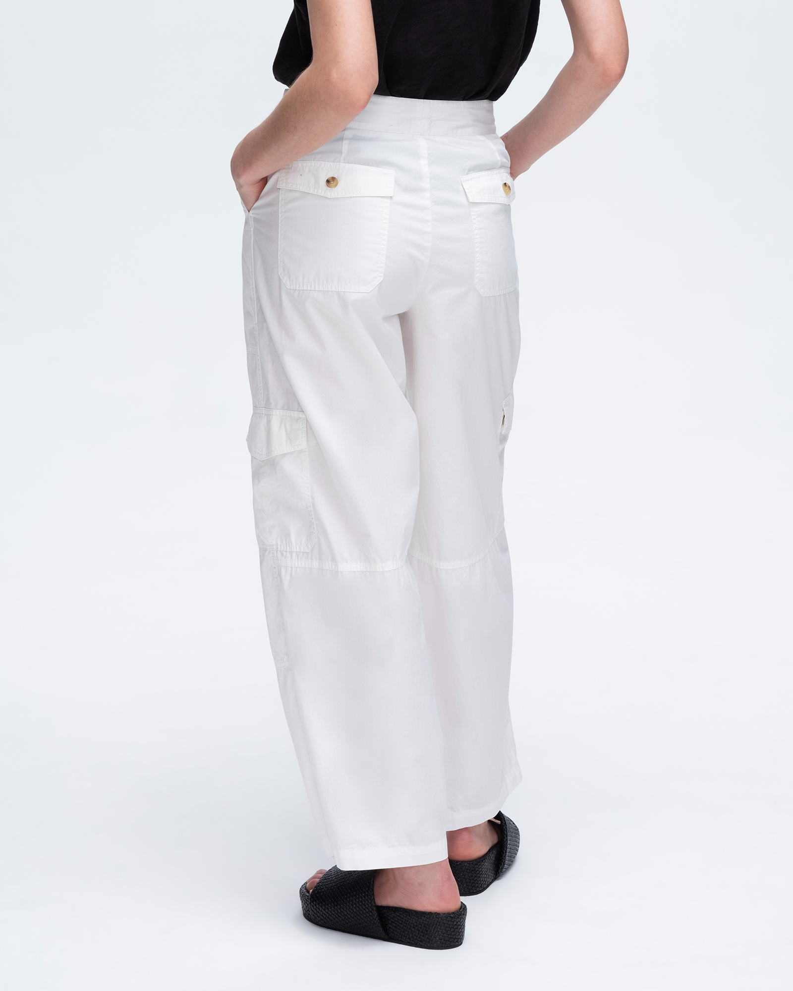 Cotton Poplin Cargo Pants - White