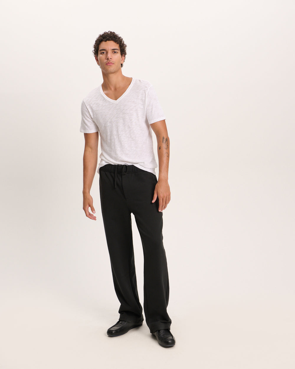 French Terry Straight Leg Sweatpants - Black