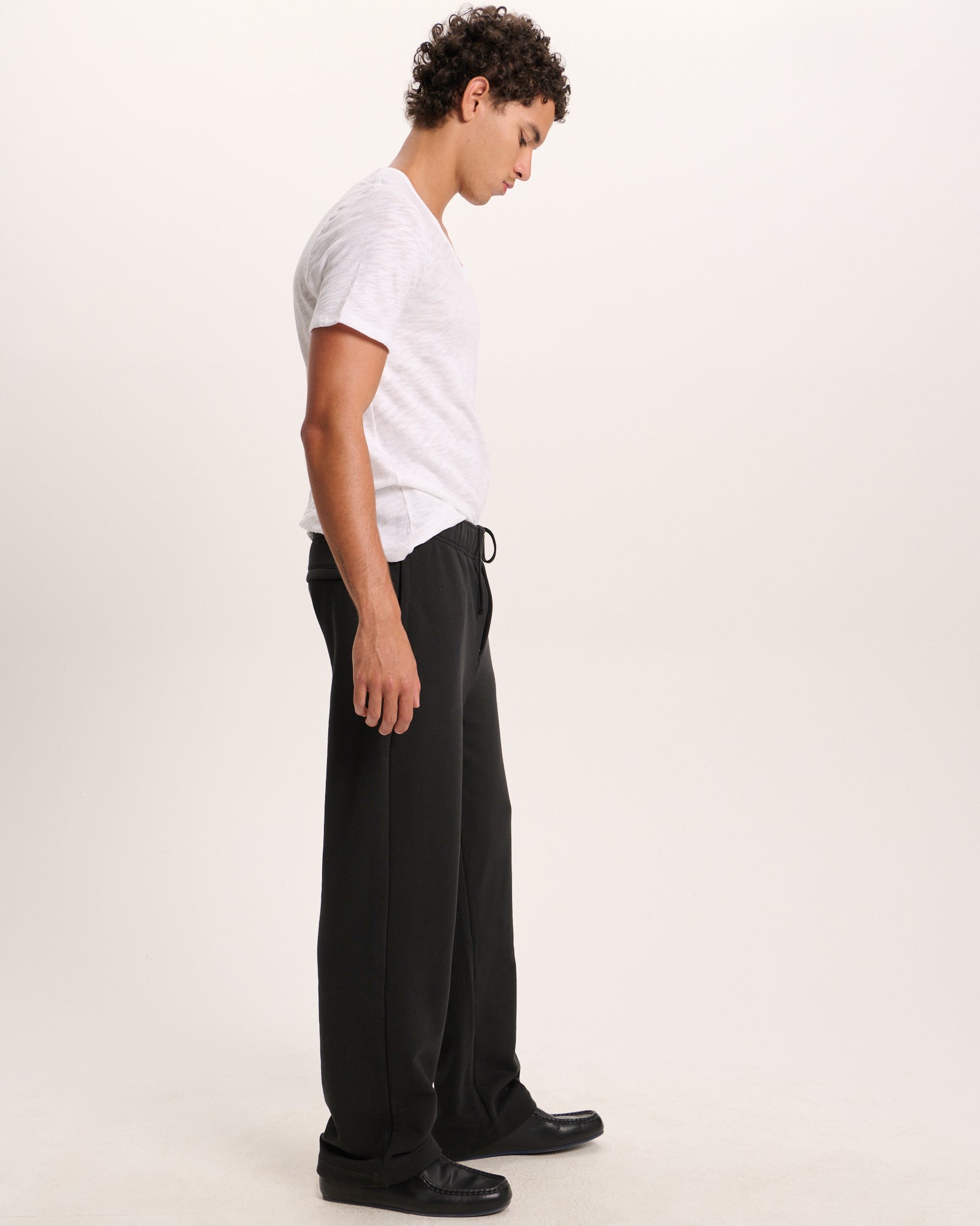 French Terry Straight Leg Sweatpants - Black