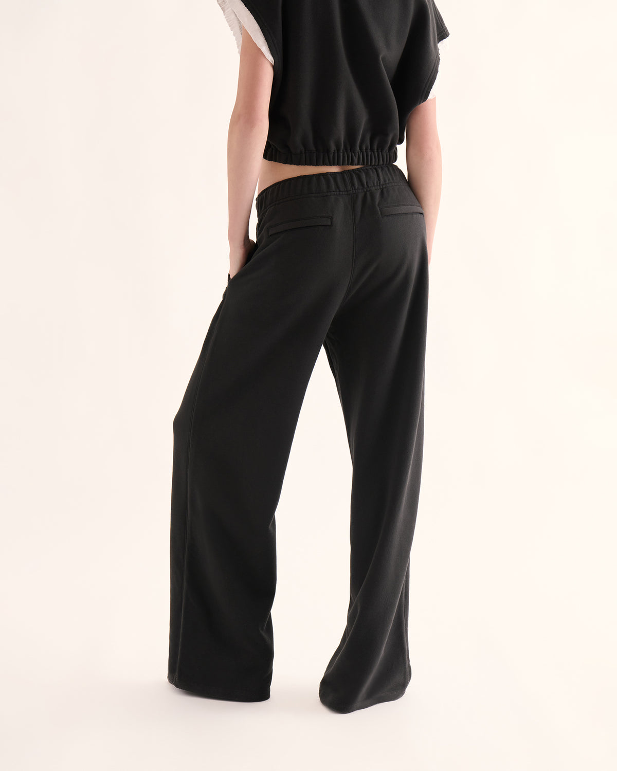 French Terry Open Bottom Sweatpants - Black