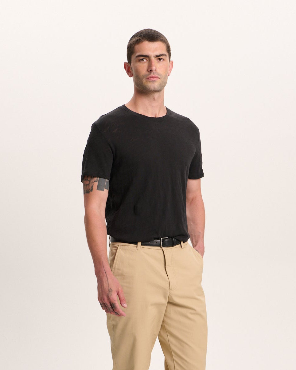 Slub Jersey Crew Neck Tee - Black