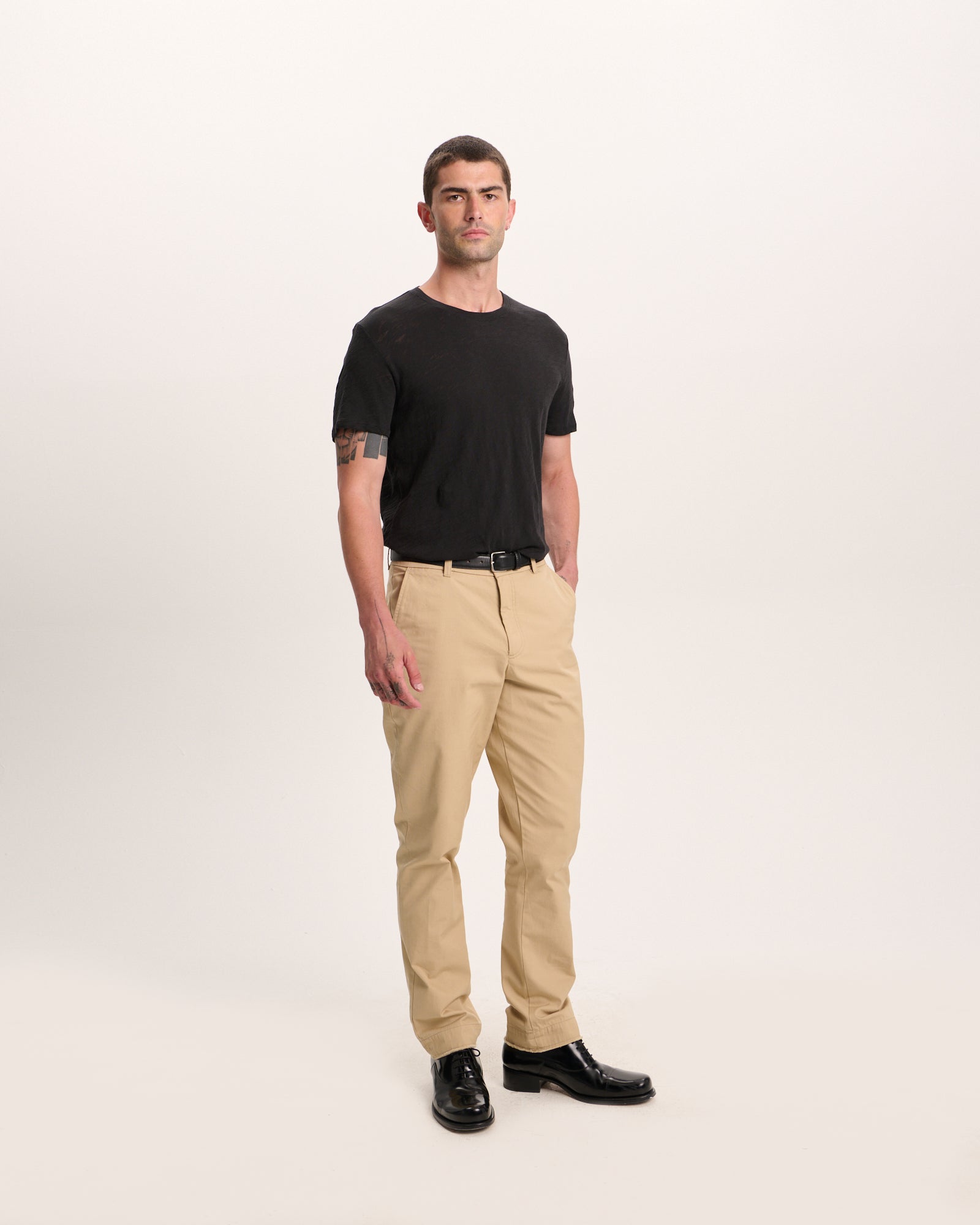 Slub Jersey Crew Neck Tee - Black