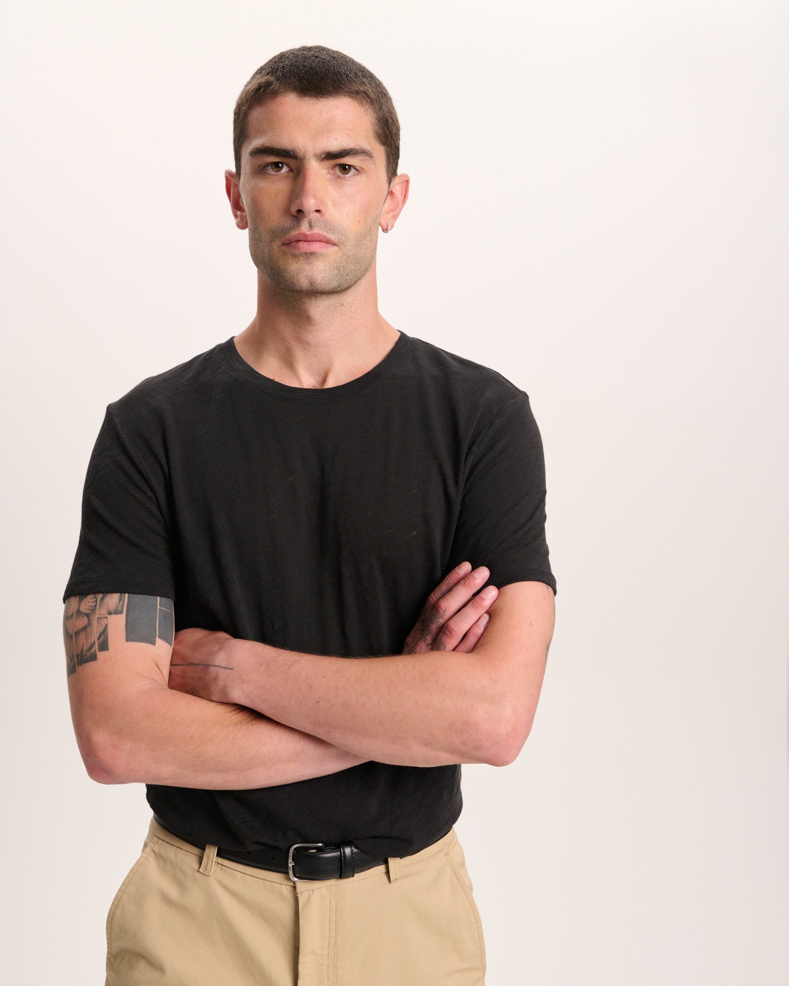 Slub Jersey Crew Neck Tee - Black