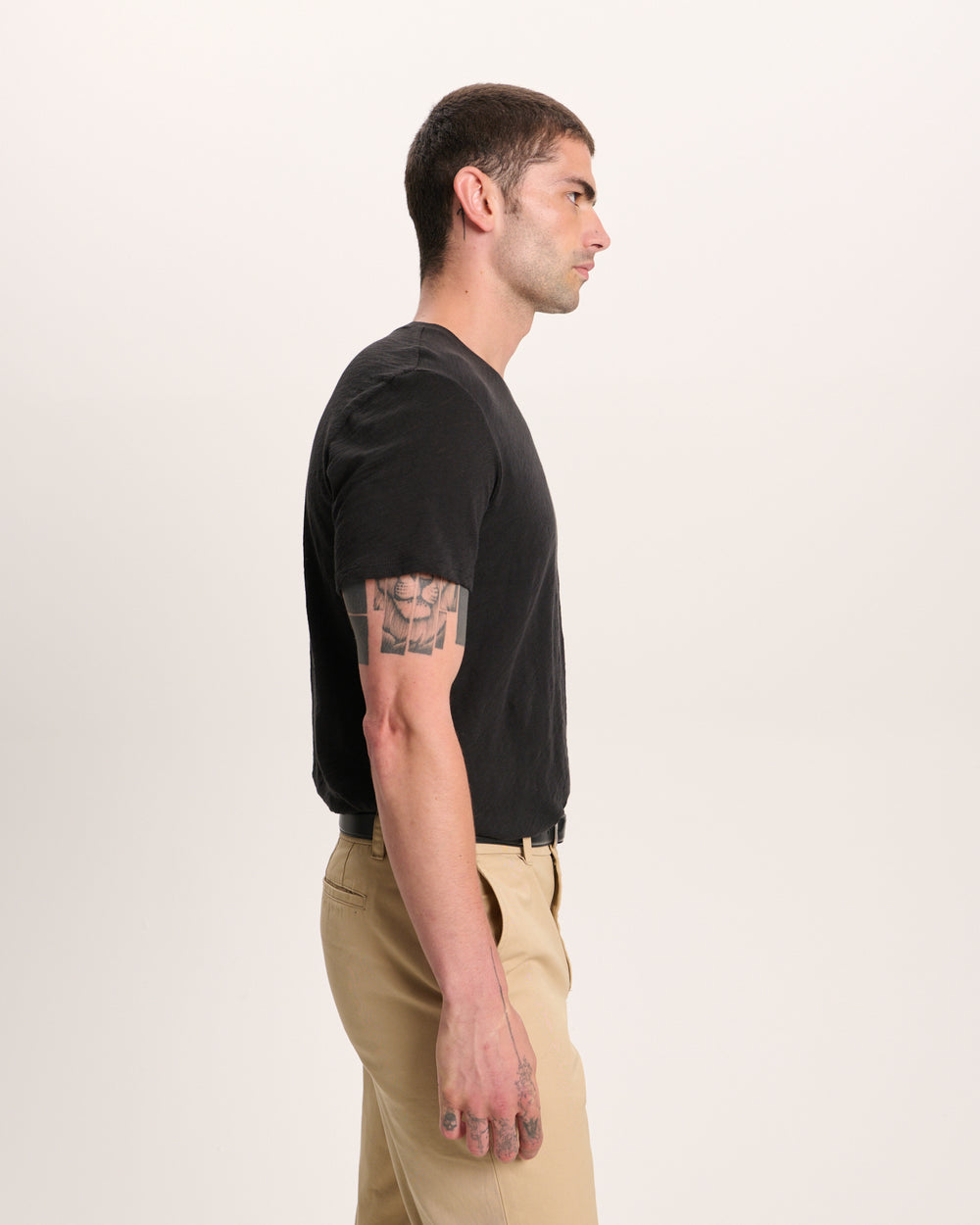 Slub Jersey Crew Neck Tee - Black