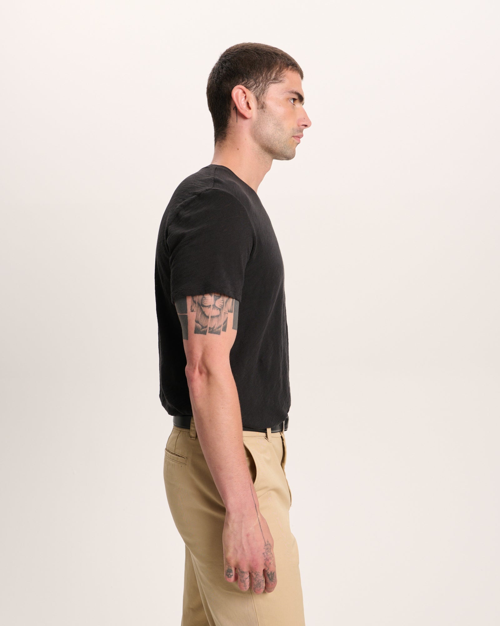 Slub Jersey Crew Neck Tee - Black