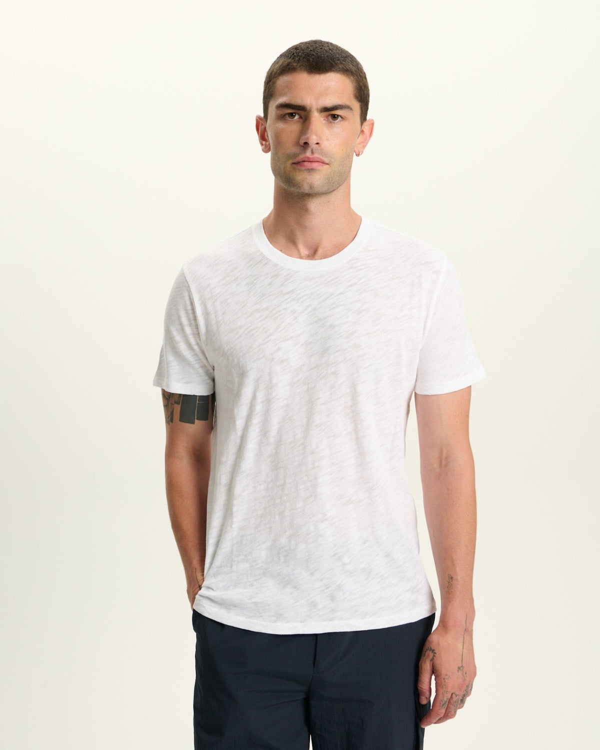 Slub Jersey Crew Neck Tee -  White