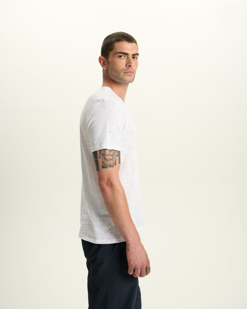 Slub Jersey Crew Neck Tee -  White