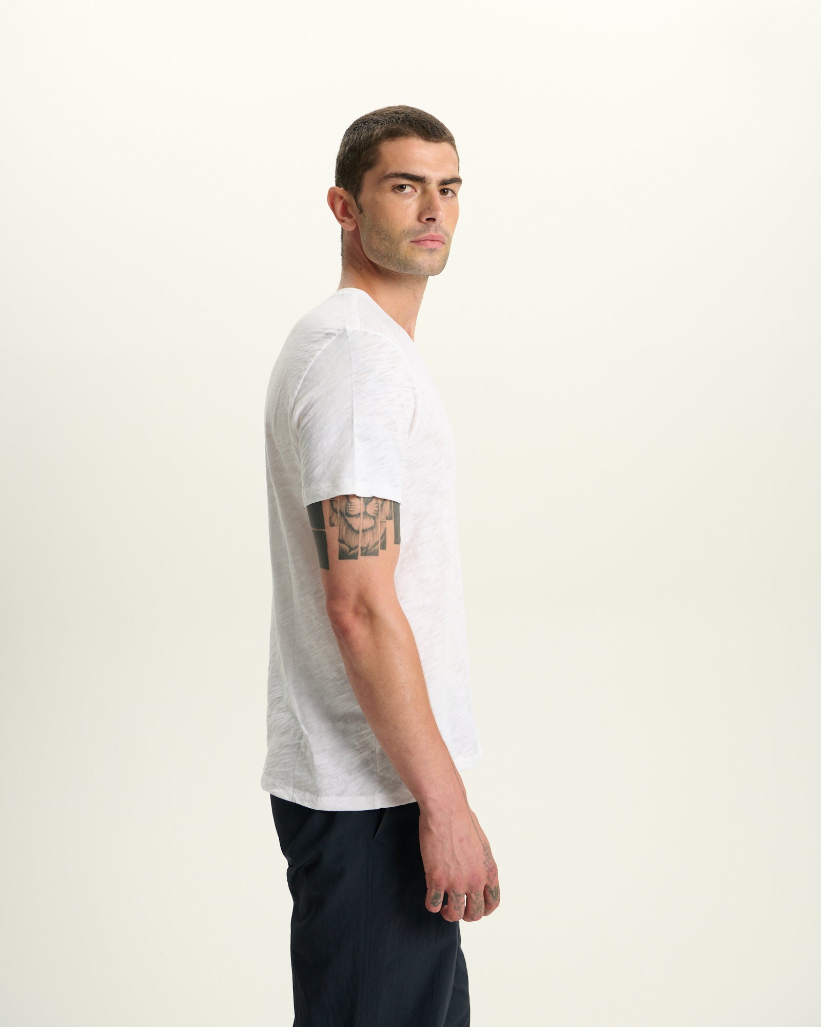 Slub Jersey Crew Neck Tee -  White