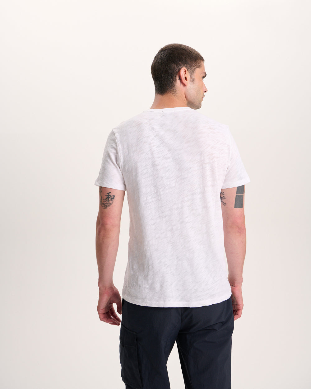 Slub Jersey Crew Neck Tee -  White