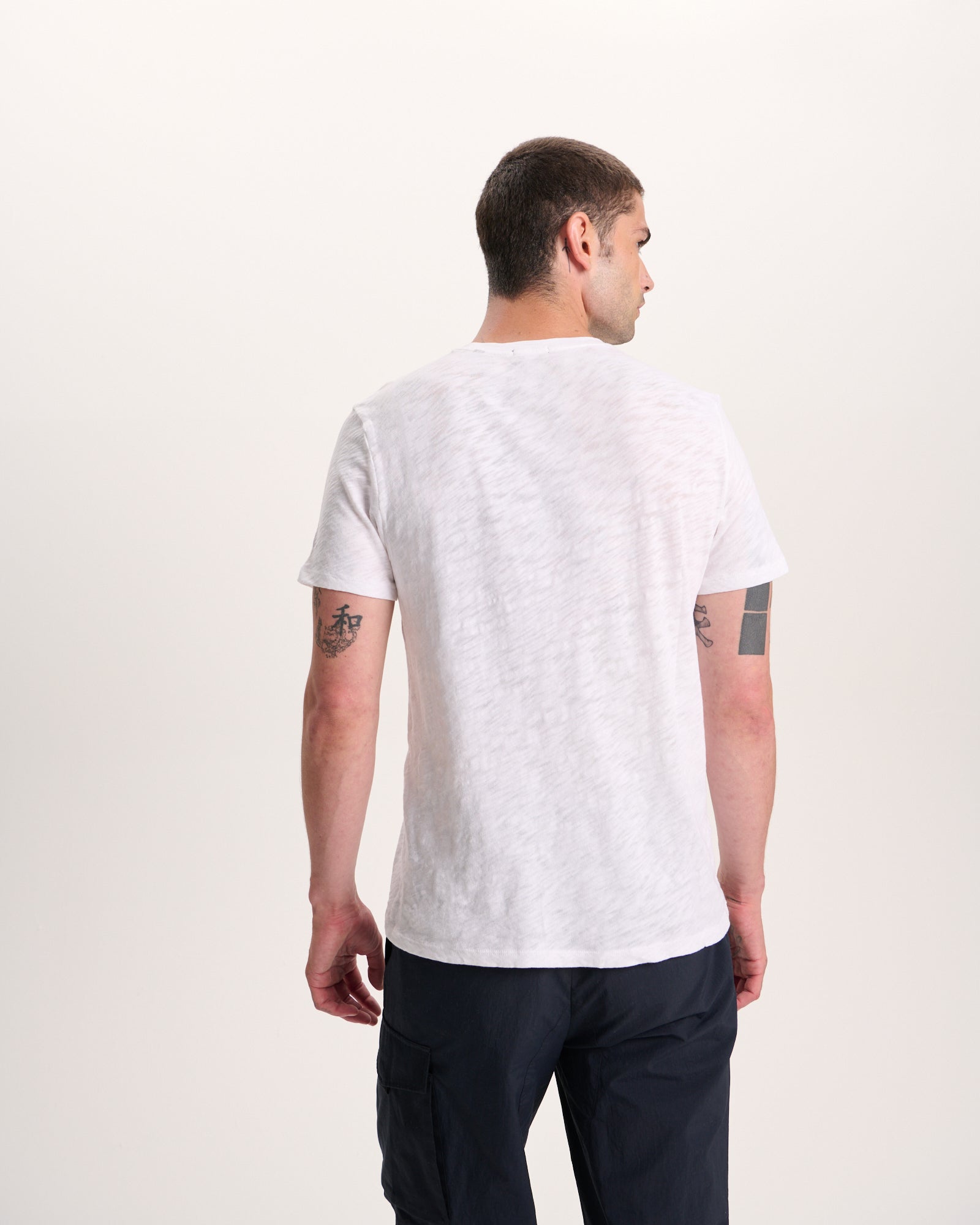 Slub Jersey Crew Neck Tee -  White