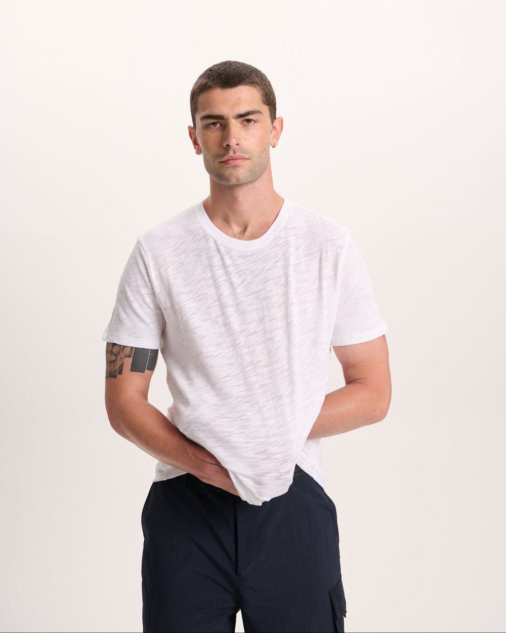 Slub Jersey Crew Neck Tee -  White