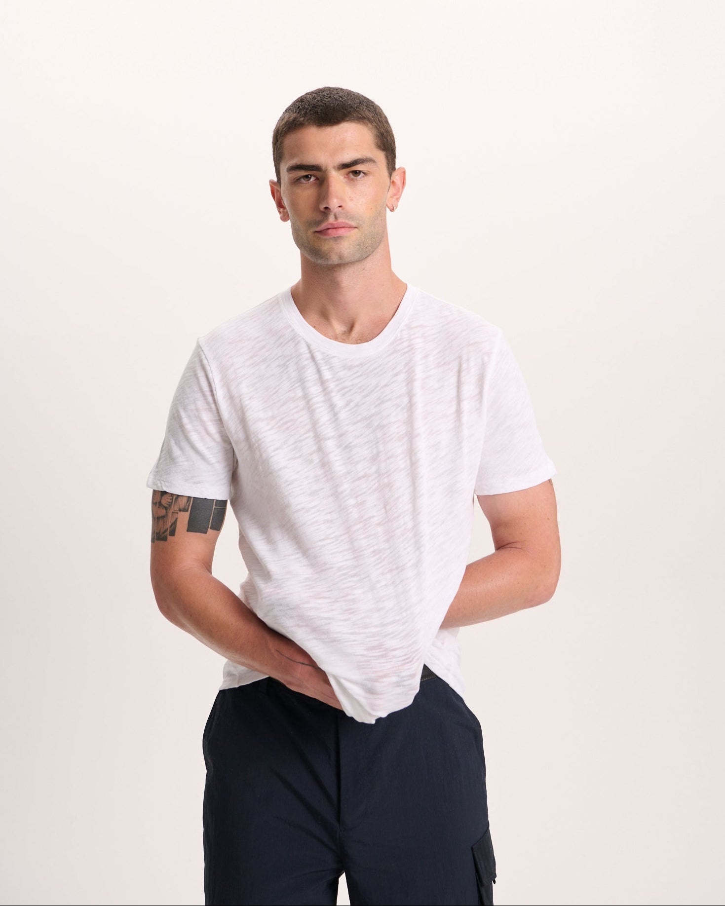 Slub Jersey Crew Neck Tee -  White