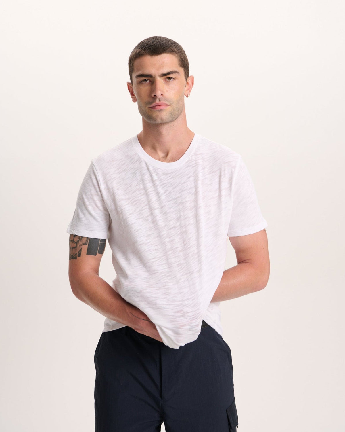 Slub Jersey Crew Neck Tee -  White