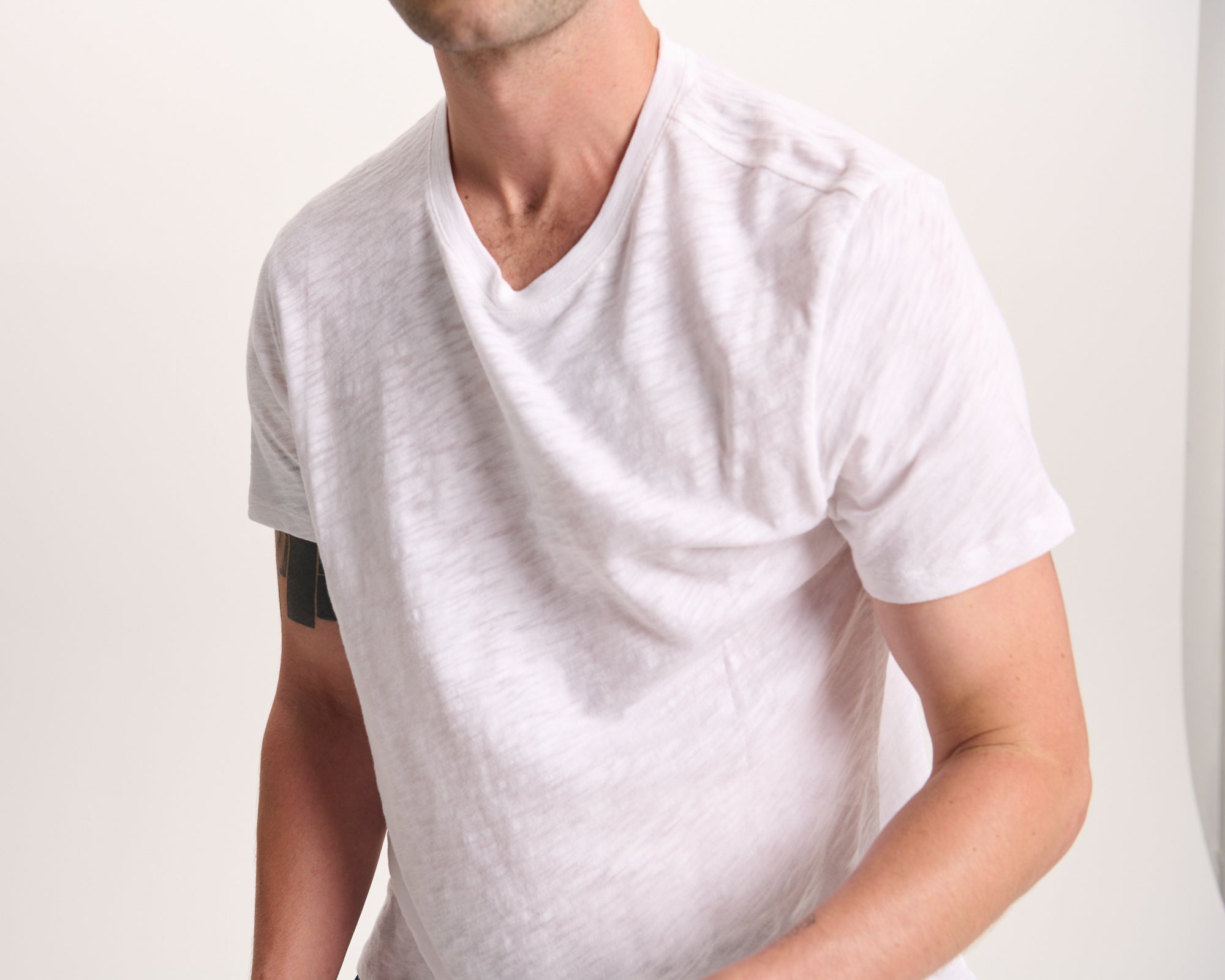 Slub Jersey Crew Neck Tee -  White