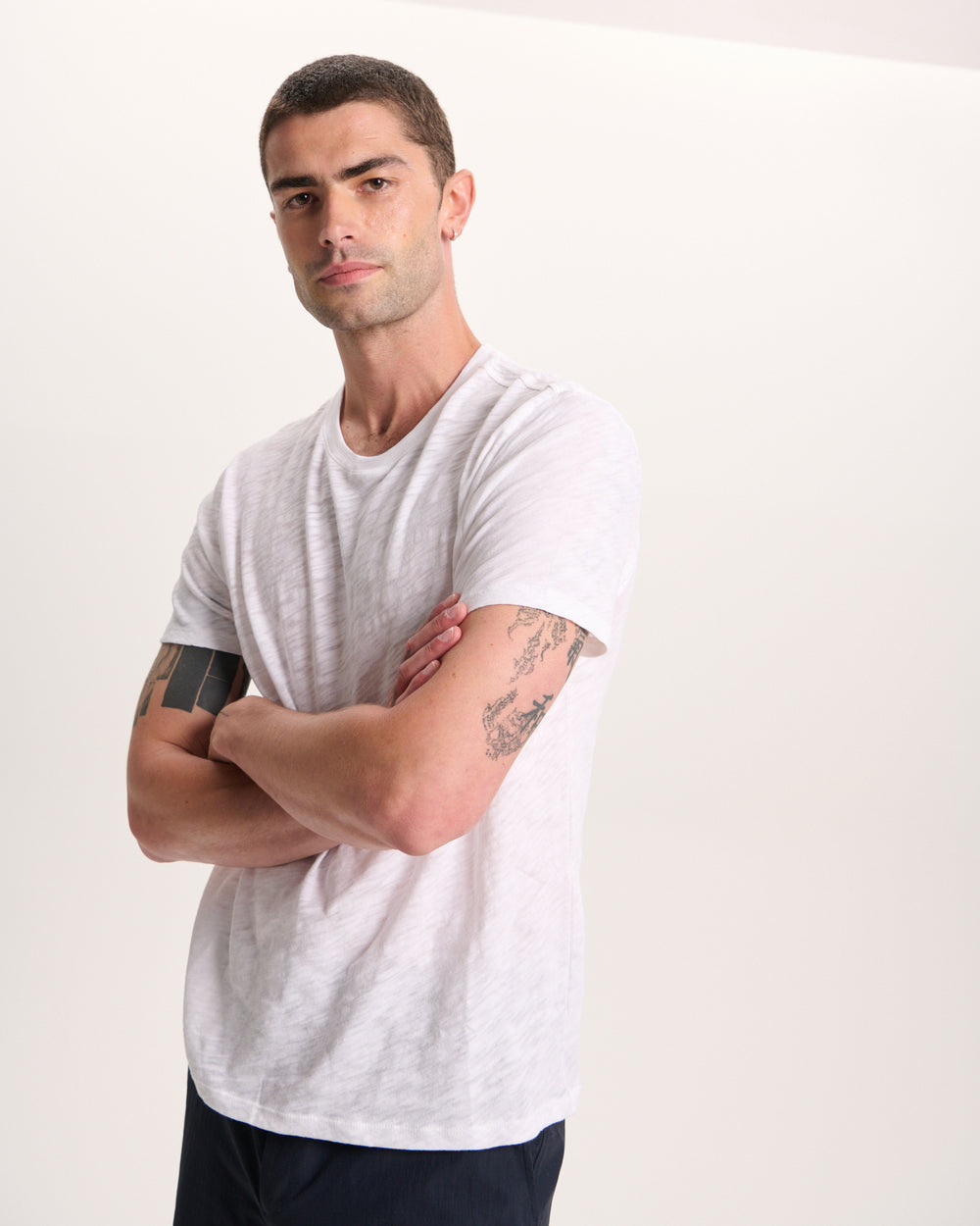 Slub Jersey Crew Neck Tee -  White